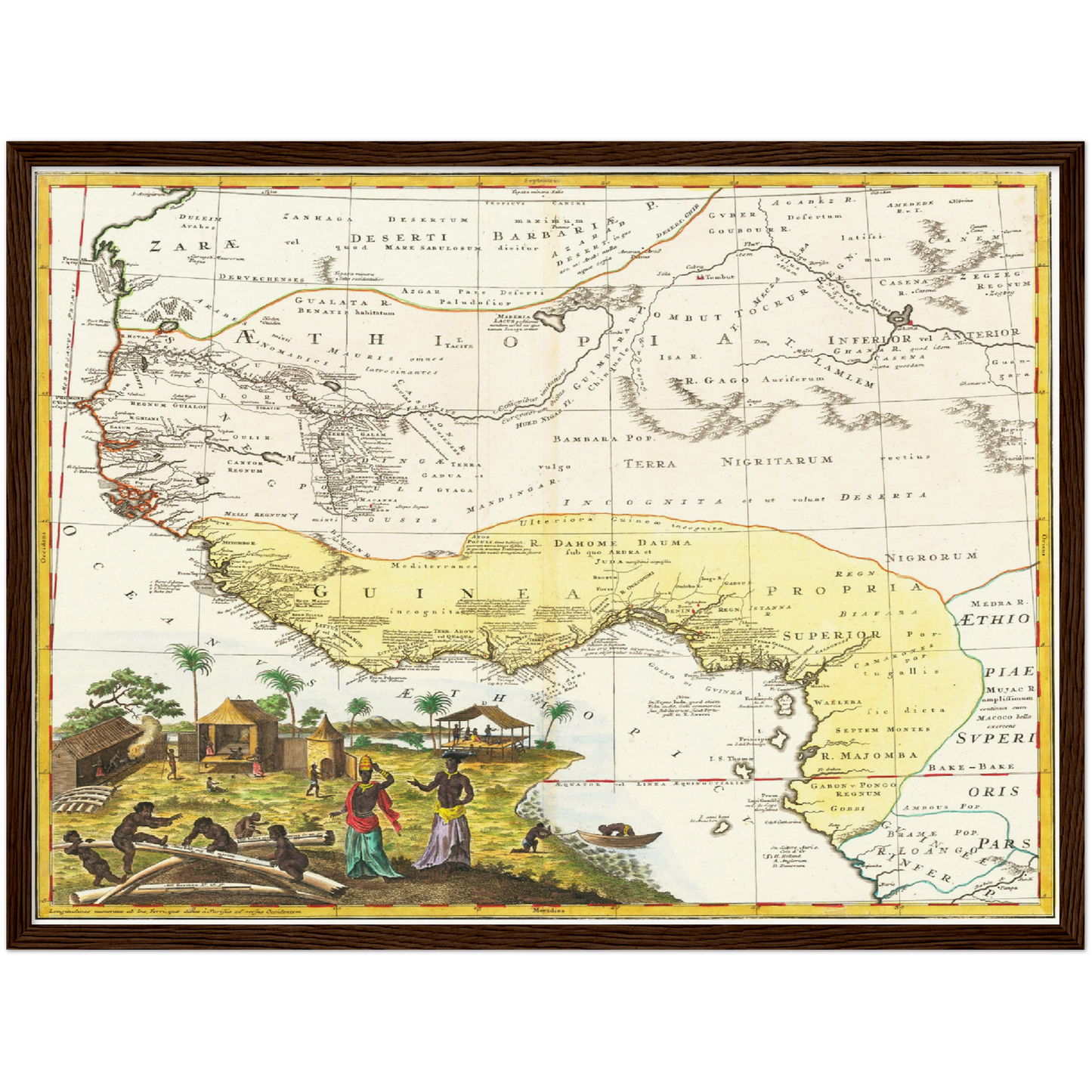 Historische Landkarte Westafrika um 1743
