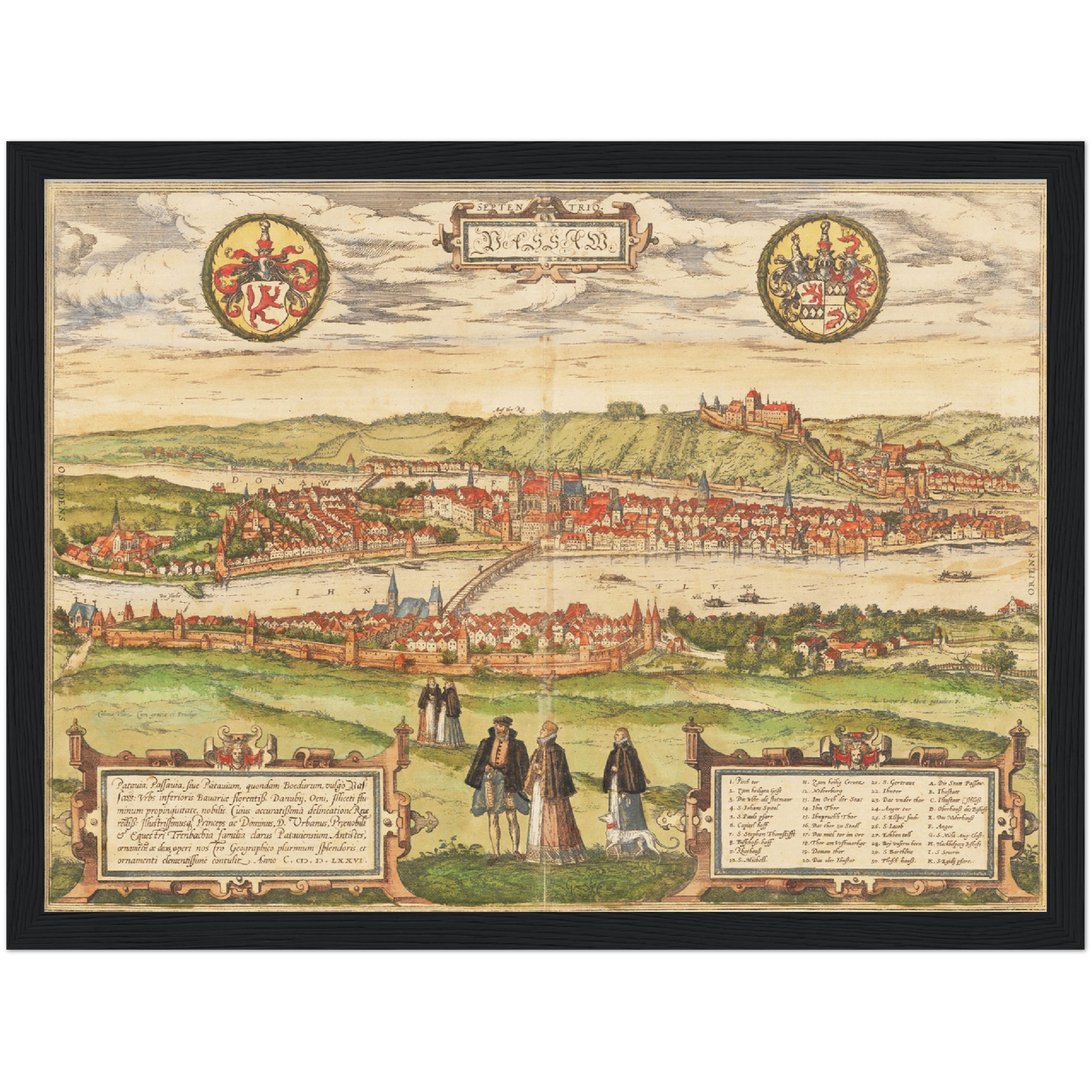 Historische Stadtansicht Passau um 1582