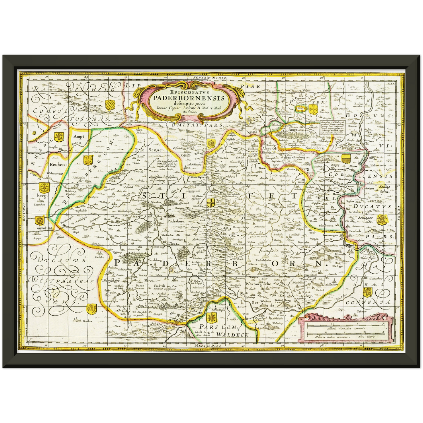 Historische Landkarte Paderborn um 1700