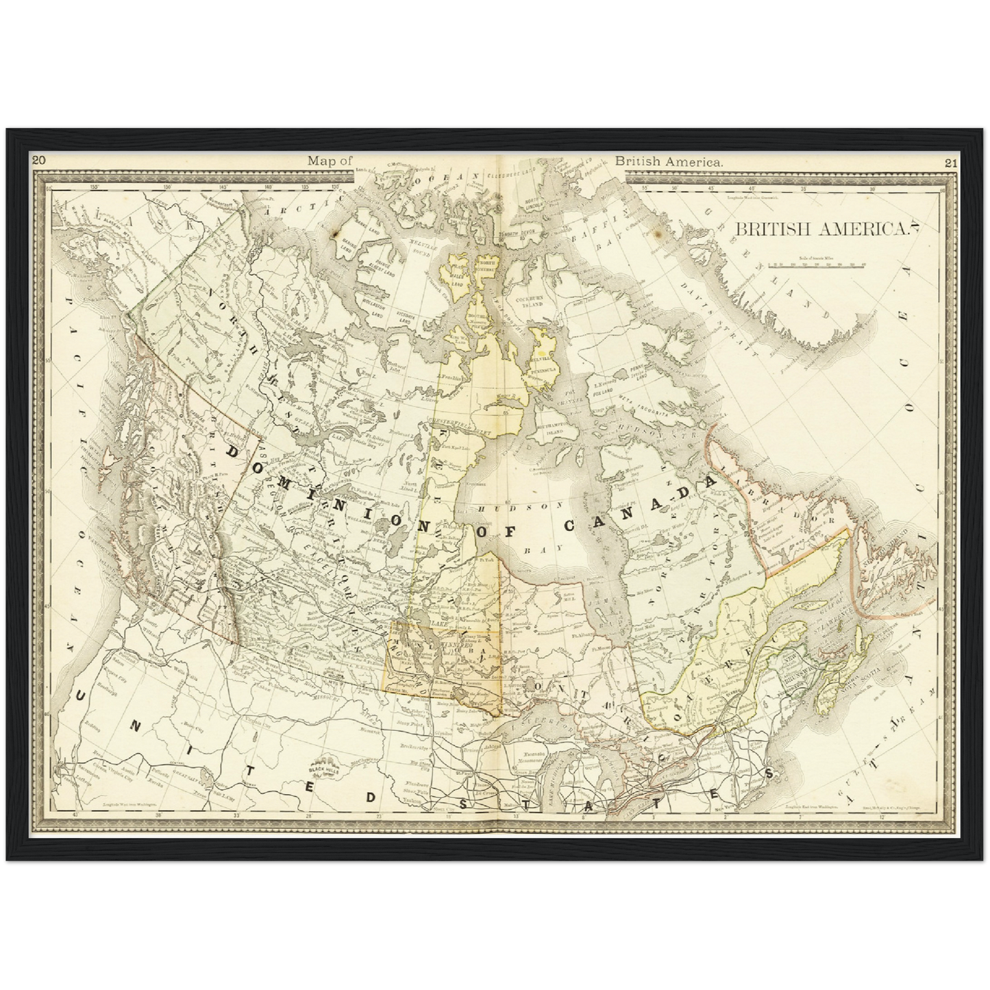 Historische Landkarte Kanada um 1882