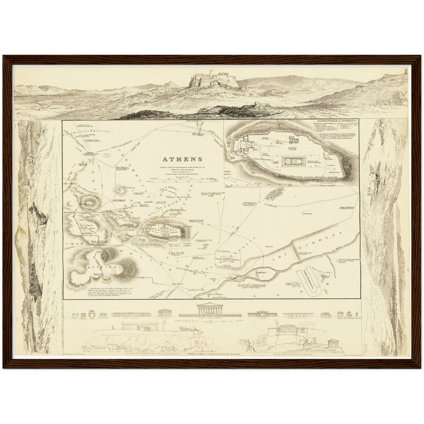 Historischer Stadtplan Athen um 1832