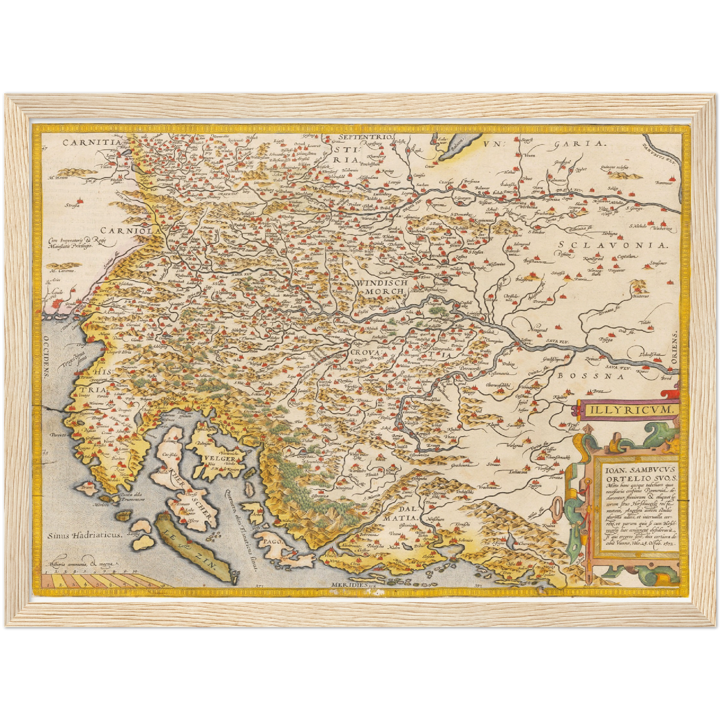 Historische Landkarte Slowenien & Kroatien um 1609
