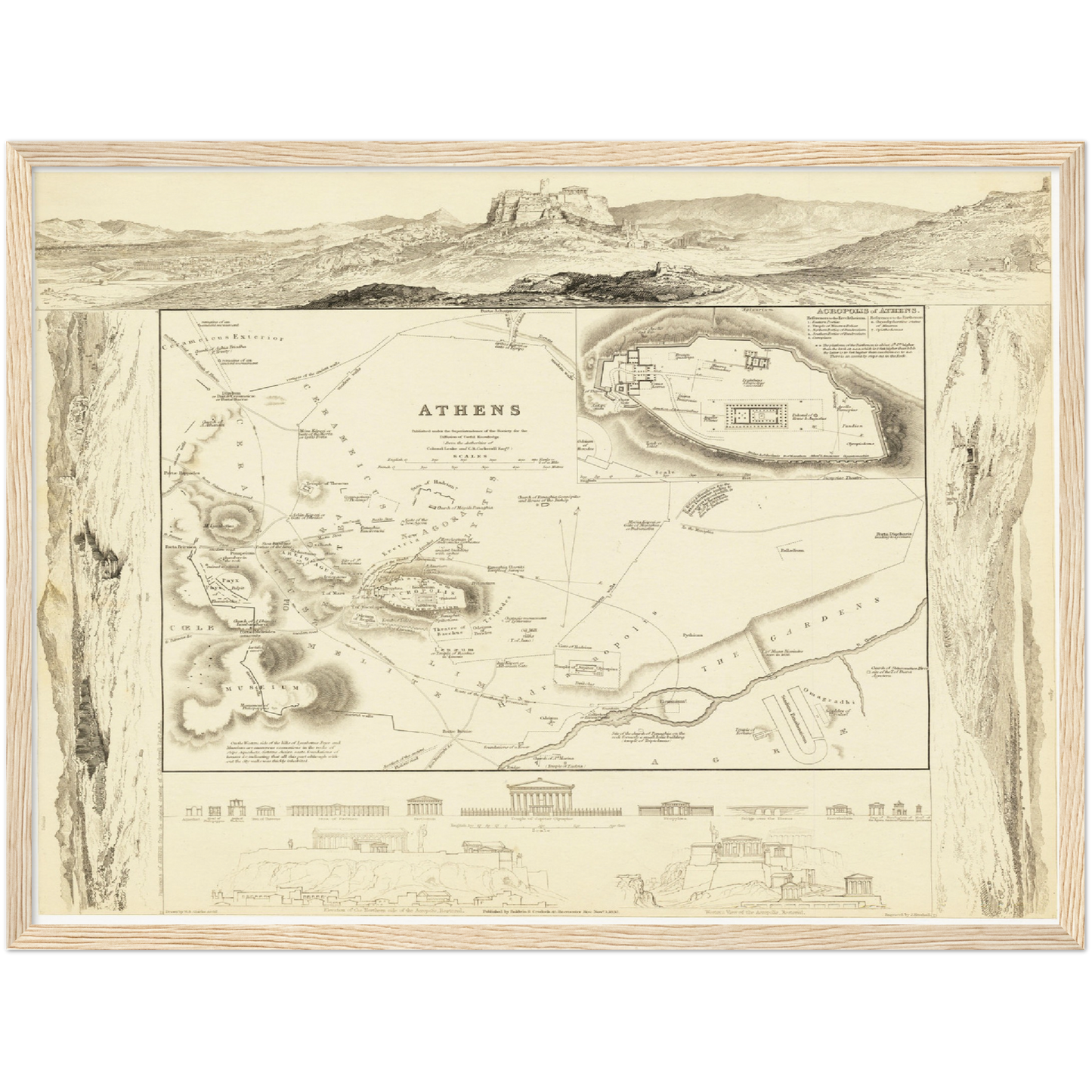 Historischer Stadtplan Athen um 1832