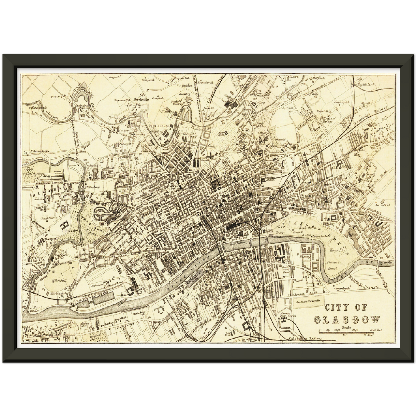 Historischer Stadtplan Glasgow um 1878