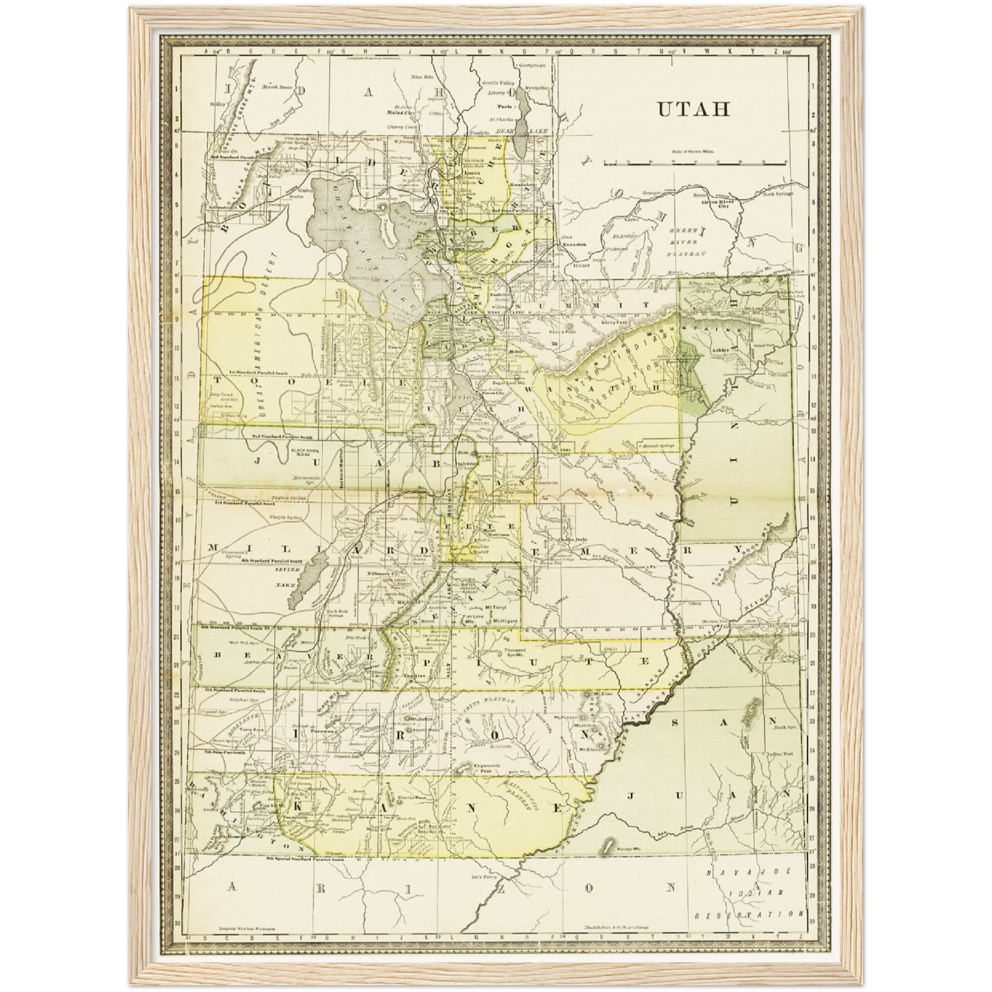 Historische Landkarte Utah um 1882