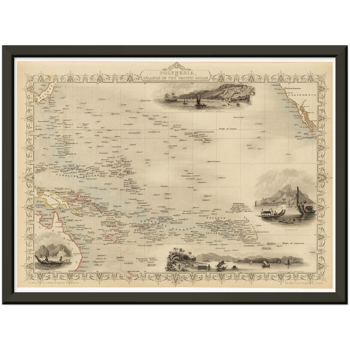 Historische Landkarte Polynesien um 1850