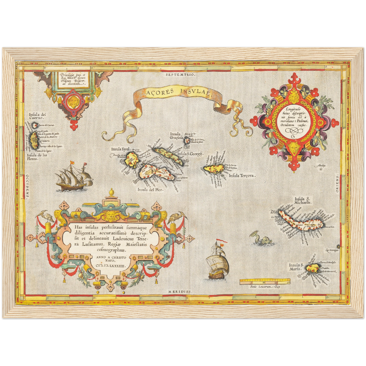 Historische Landkarte Azoren um 1609