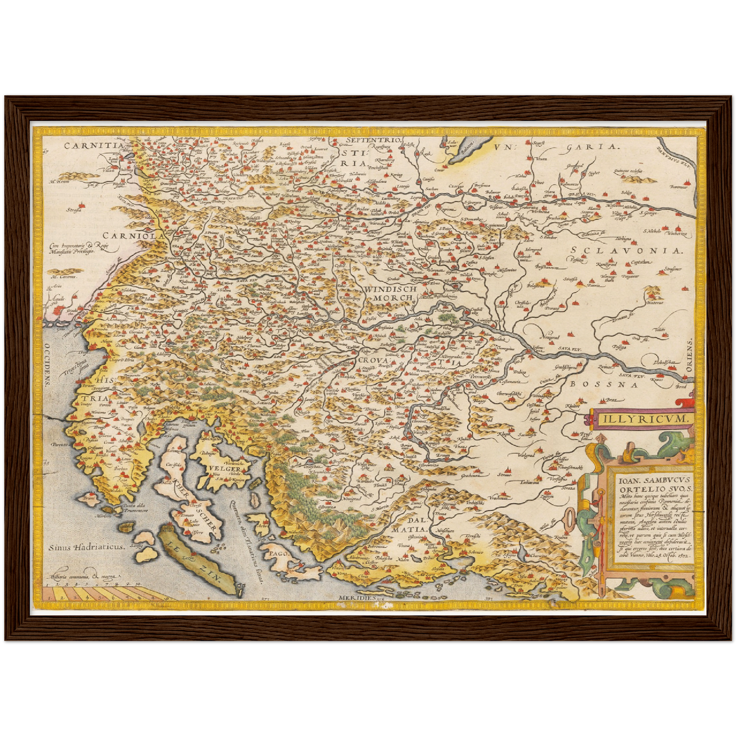 Historische Landkarte Slowenien & Kroatien um 1609