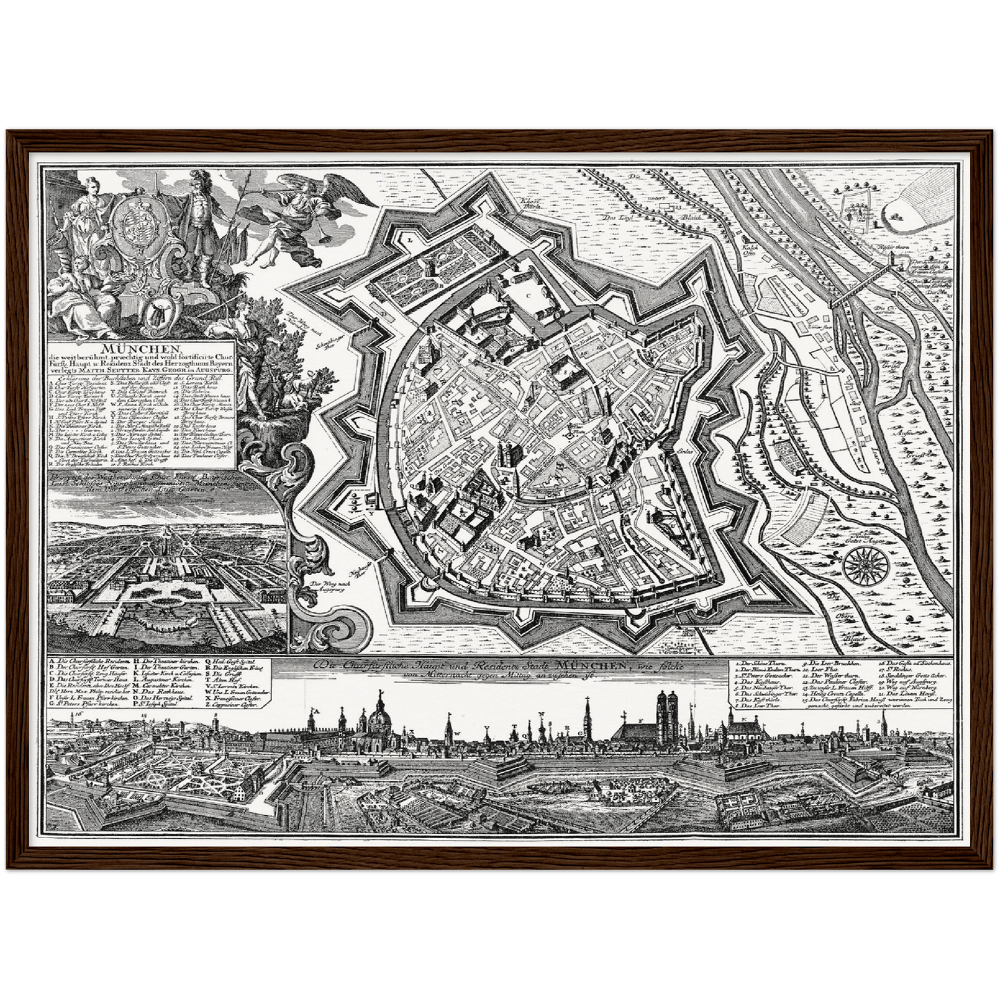 Historischer Stadtplan München um 1740