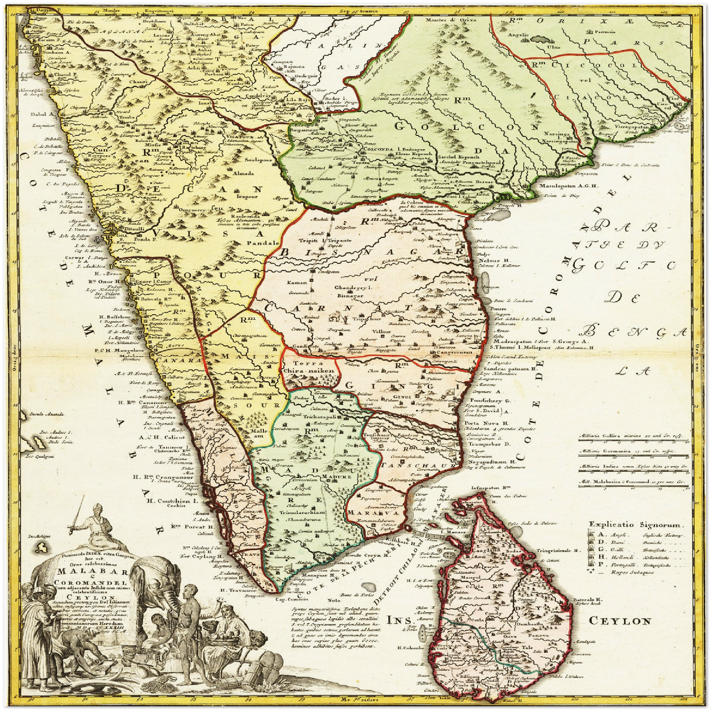 Historische Landkarte Indien um 1750