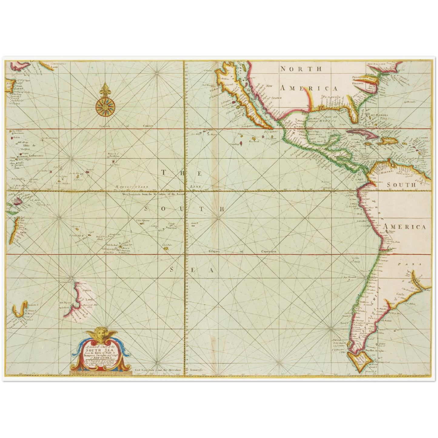 Historische Landkarte Ozeanien um 1705