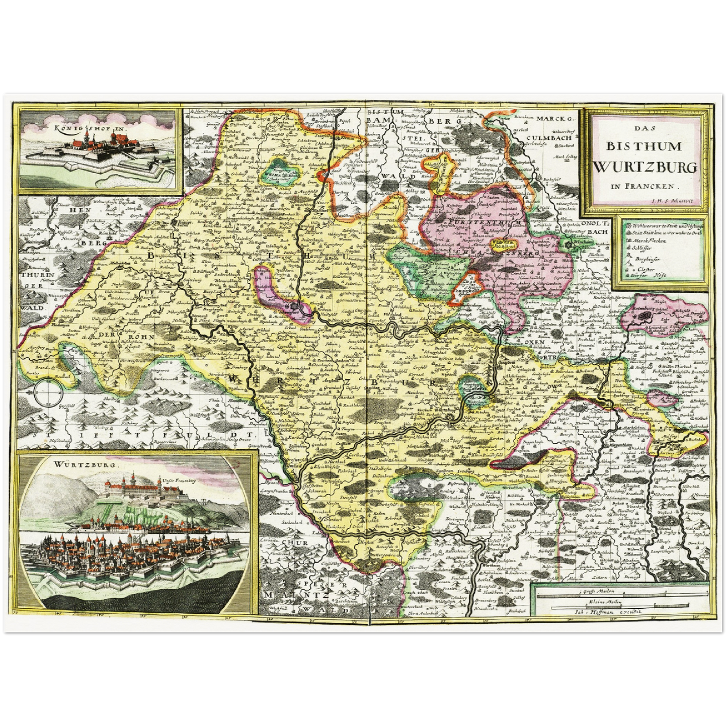 Historische Landkarte Würzburg um 1676