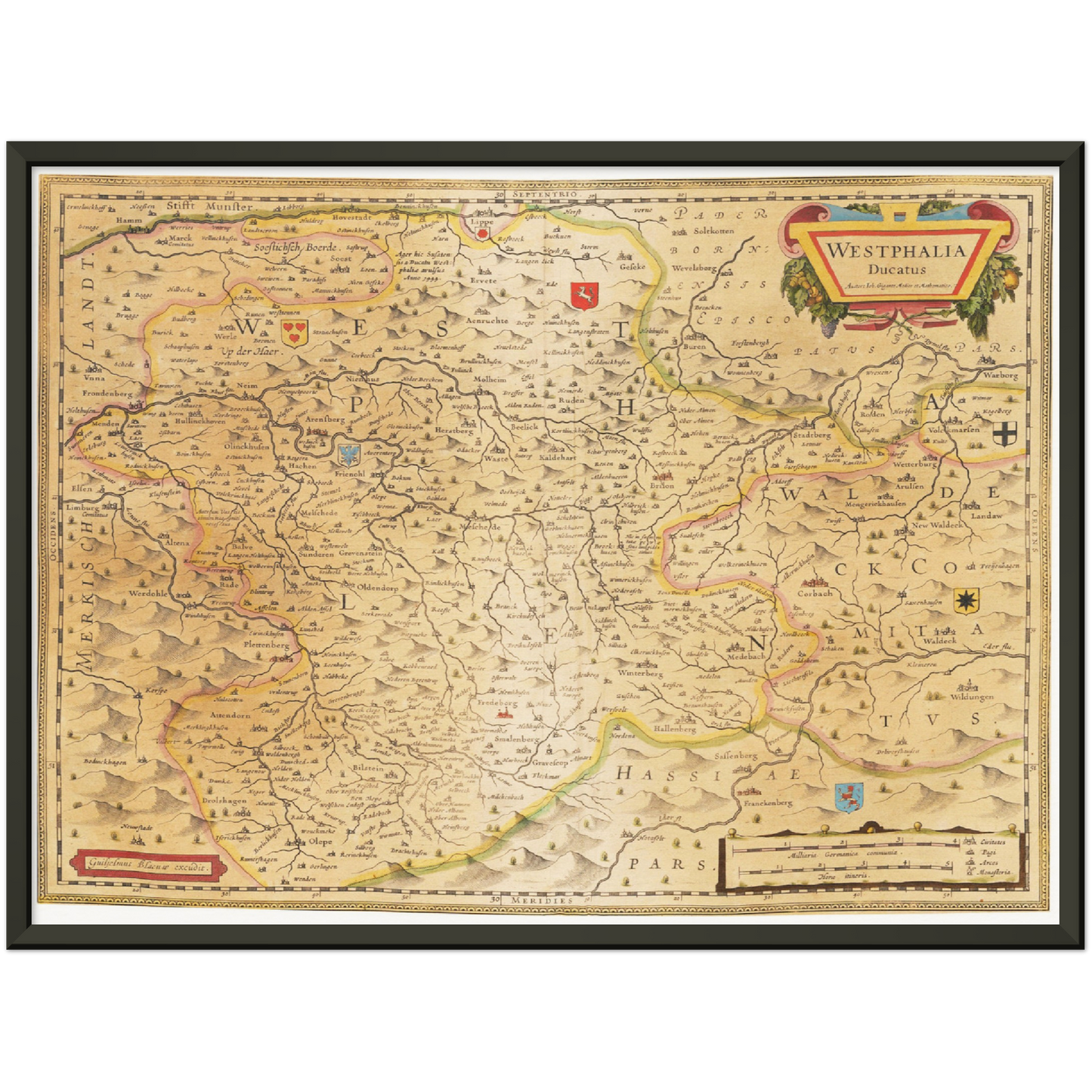 Historische Landkarte Westfalen um 1635