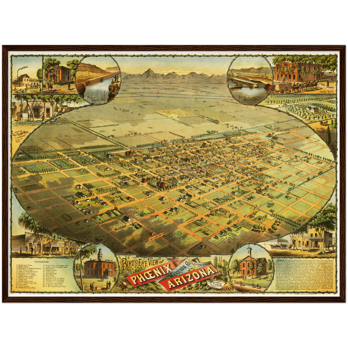 Historische Stadtansicht Phoenix um 1885