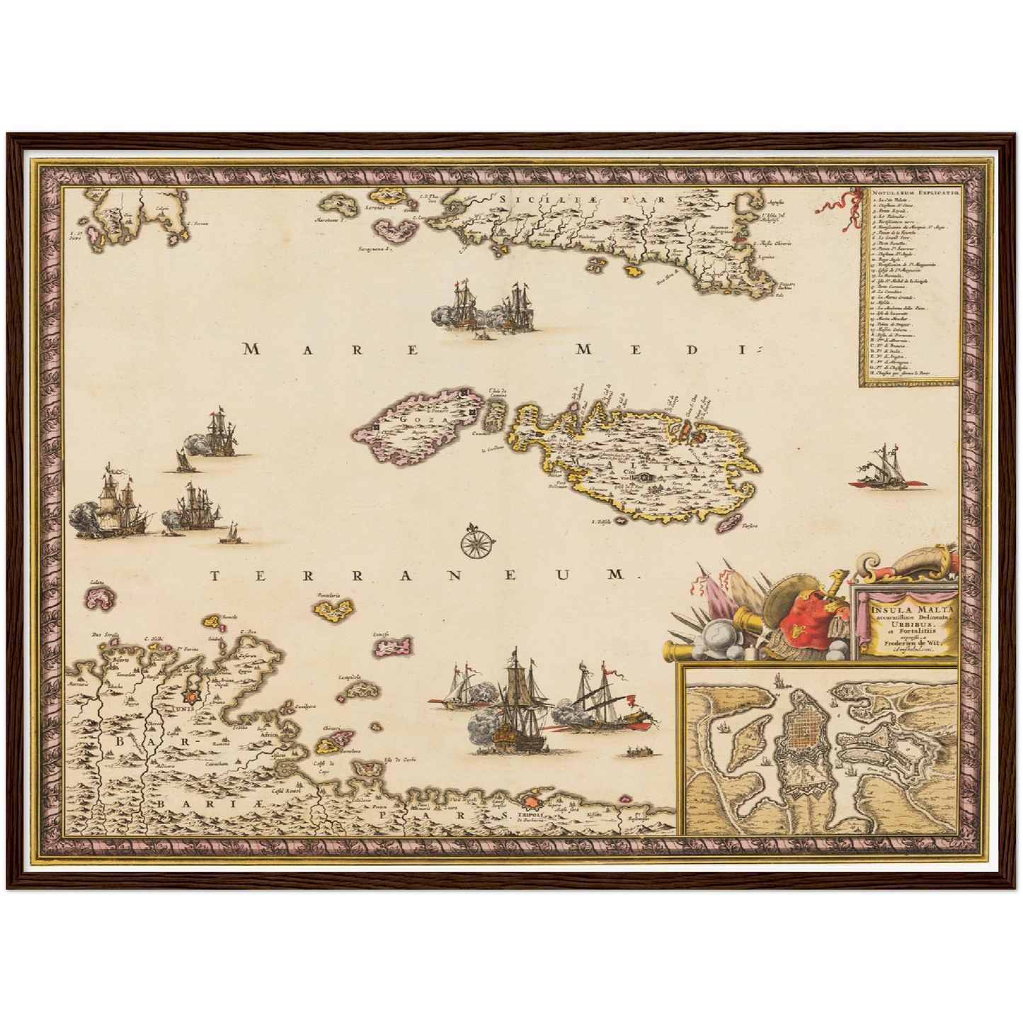 Historische Landkarte Malta um 1698