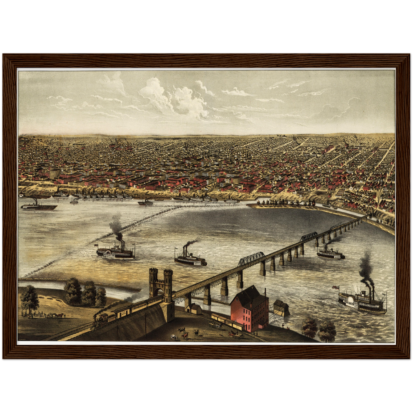 Historische Stadtansicht Louisville um 1876