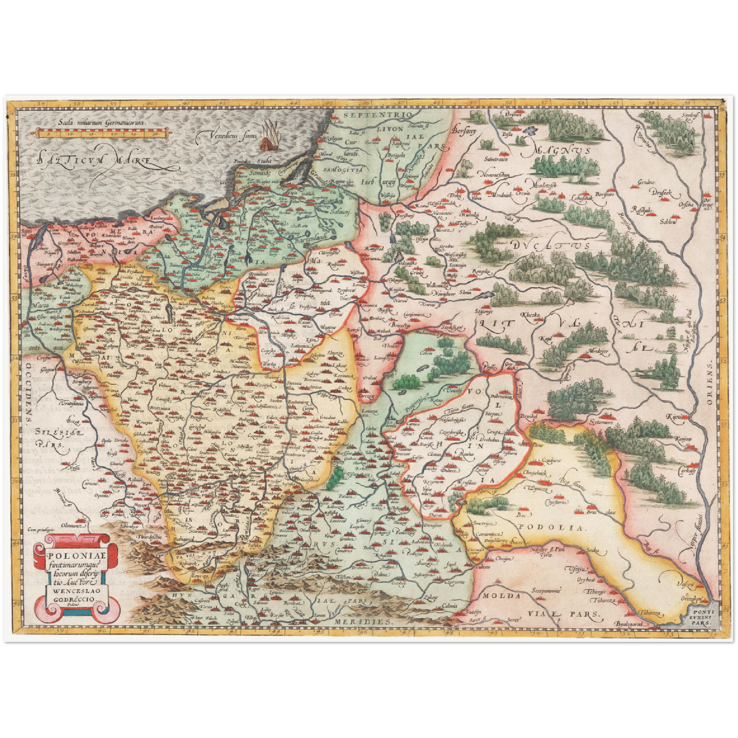 Historische Landkarte Polen um 1570