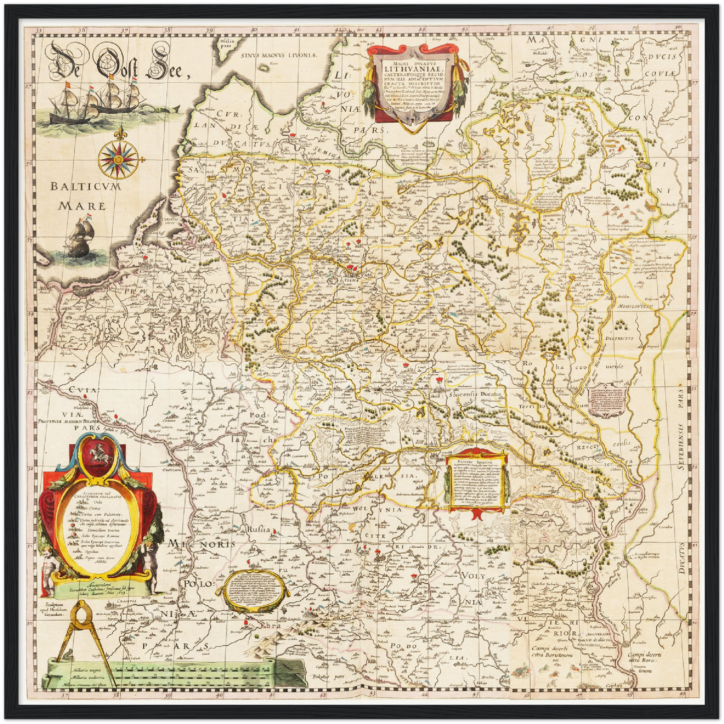 Historische Landkarte Litauen um 1635