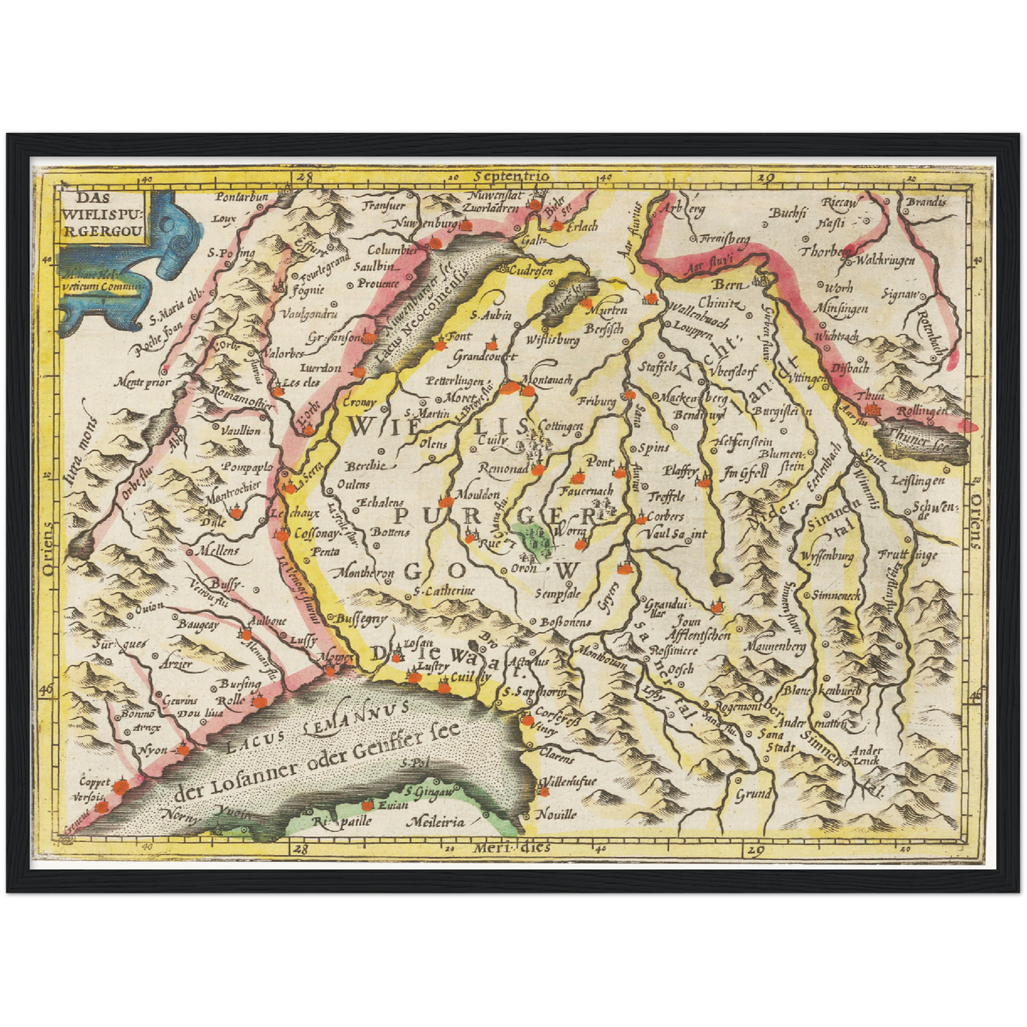 Historische Landkarte Wiflisburgergau um 1609