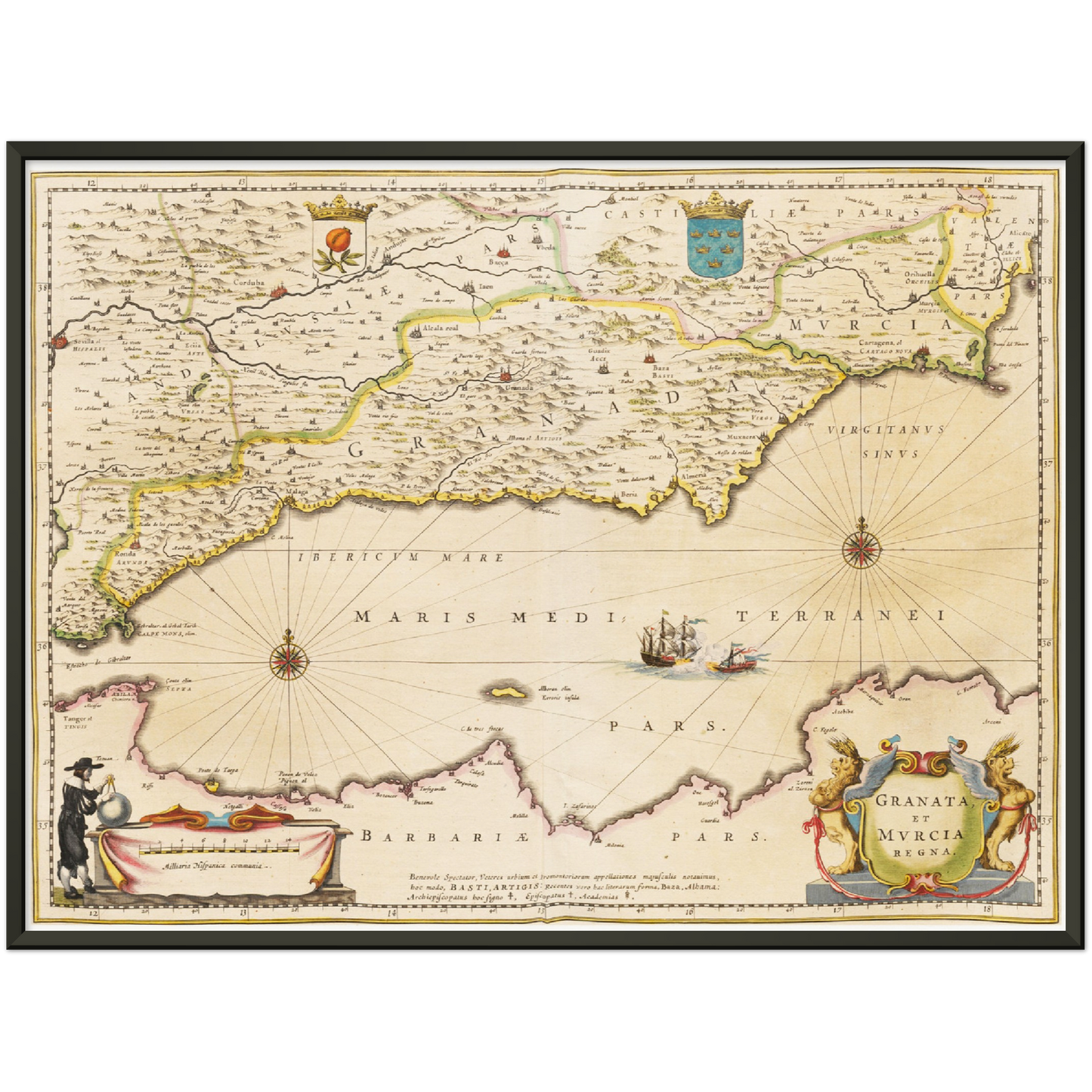 Historische Landkarte Murcia & Granada um 1635