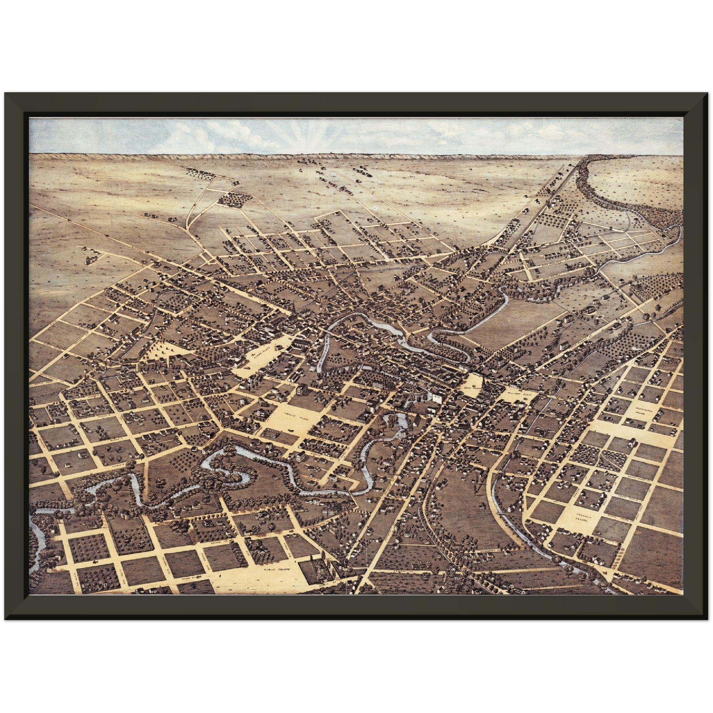 Historische Stadtansicht San Antonio um 1873