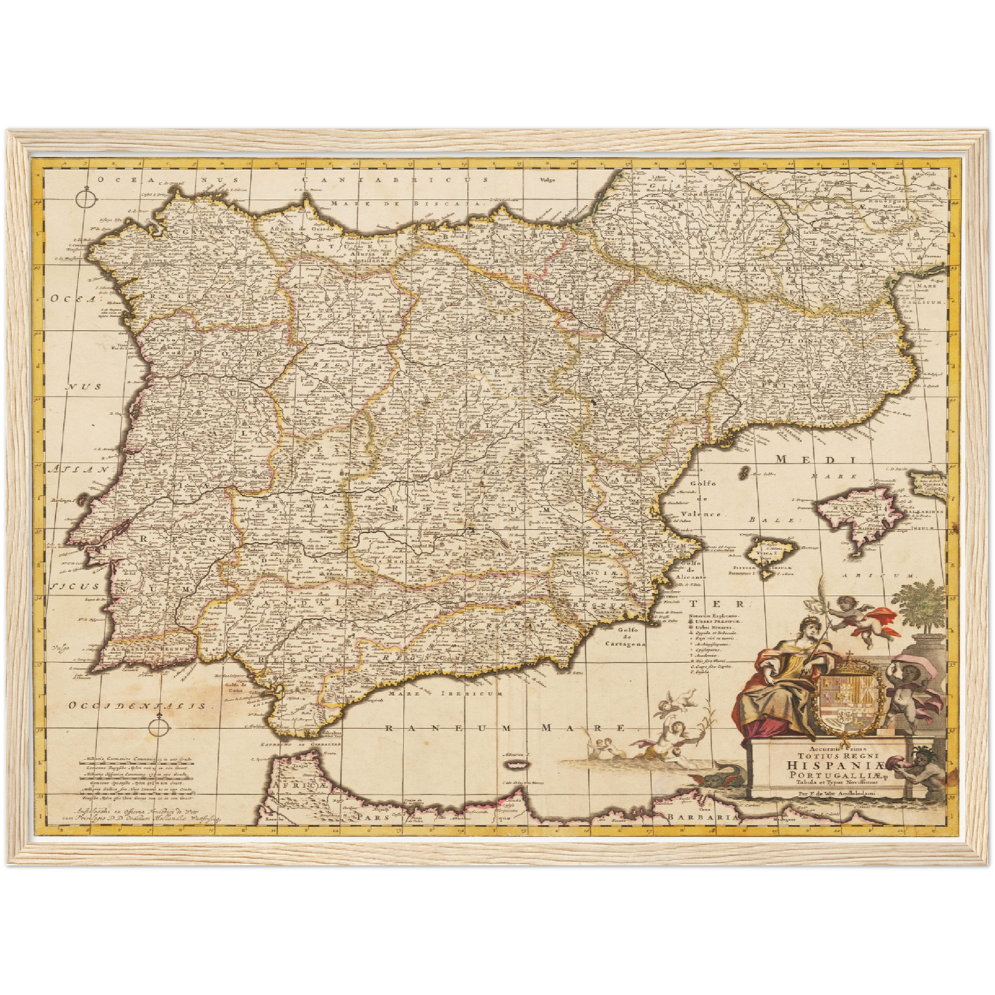Historische Landkarte Spanien um 1698