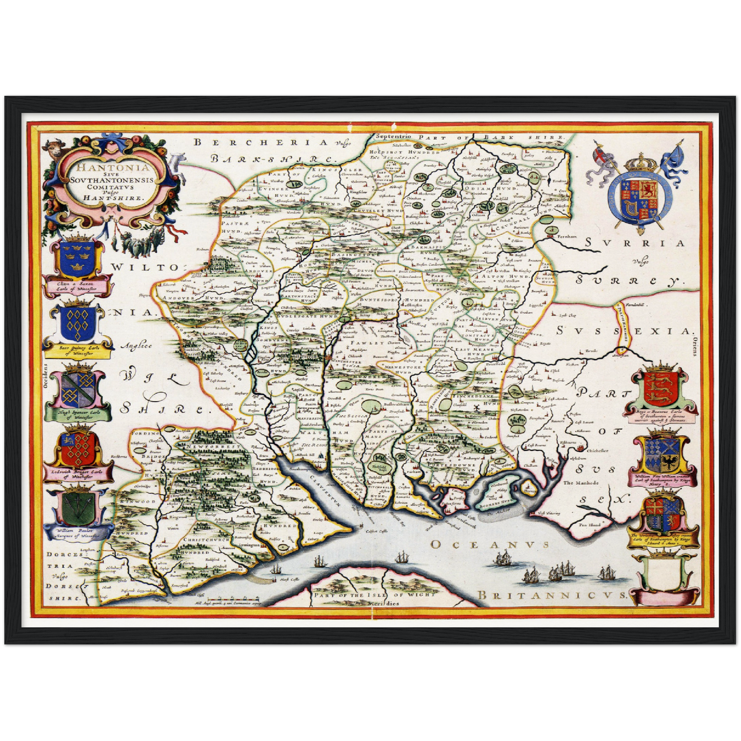 Historische Landkarte Hampshire um 1646