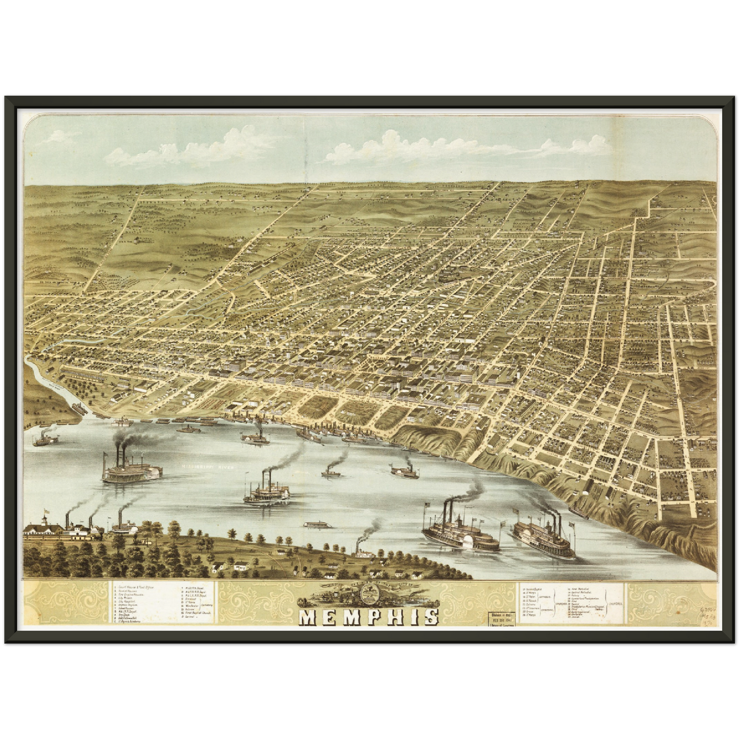 Historische Stadtansicht Memphis um 1870