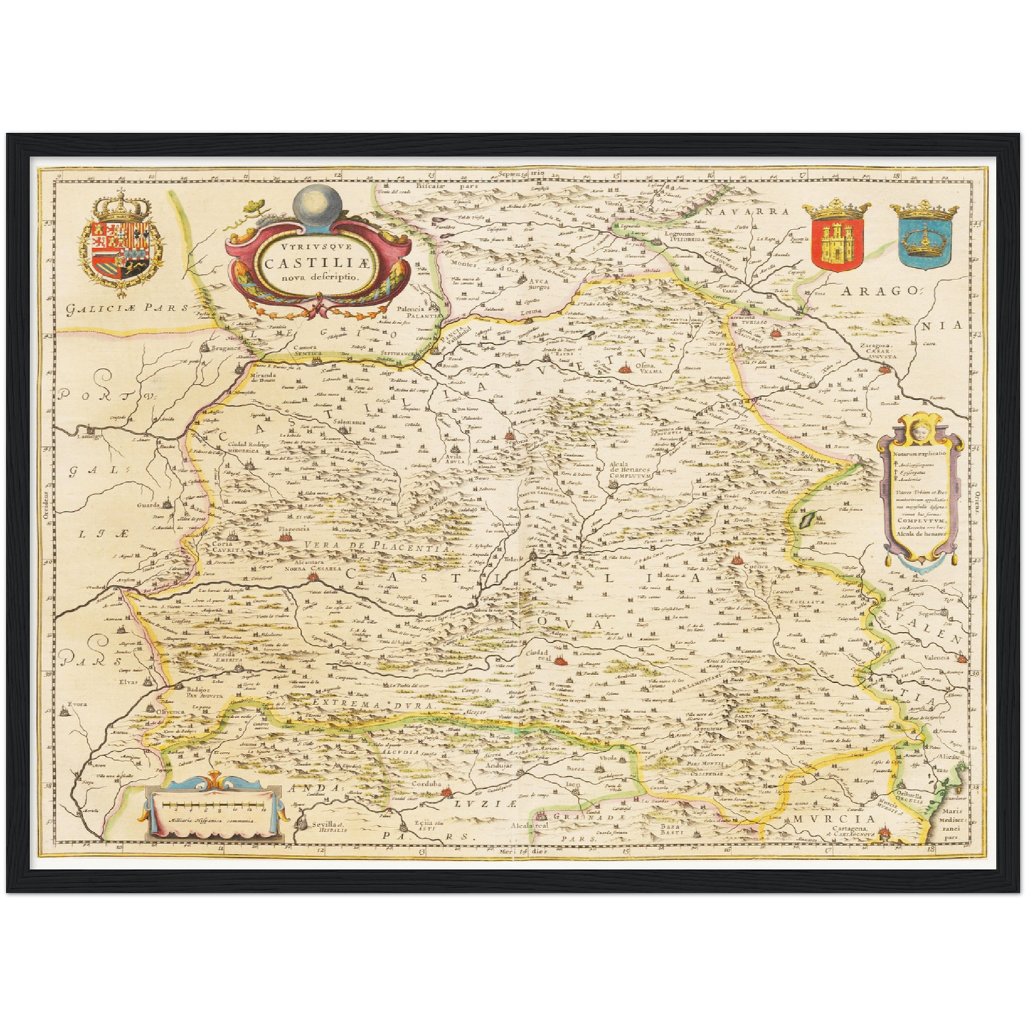 Historische Landkarte Kastilien und León um 1635