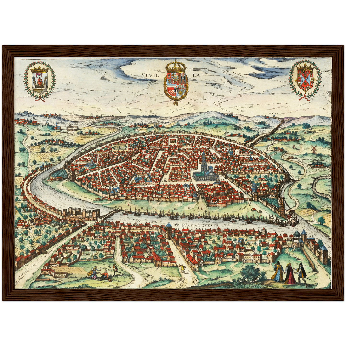 Historische Stadtansicht Sevilla um 1612