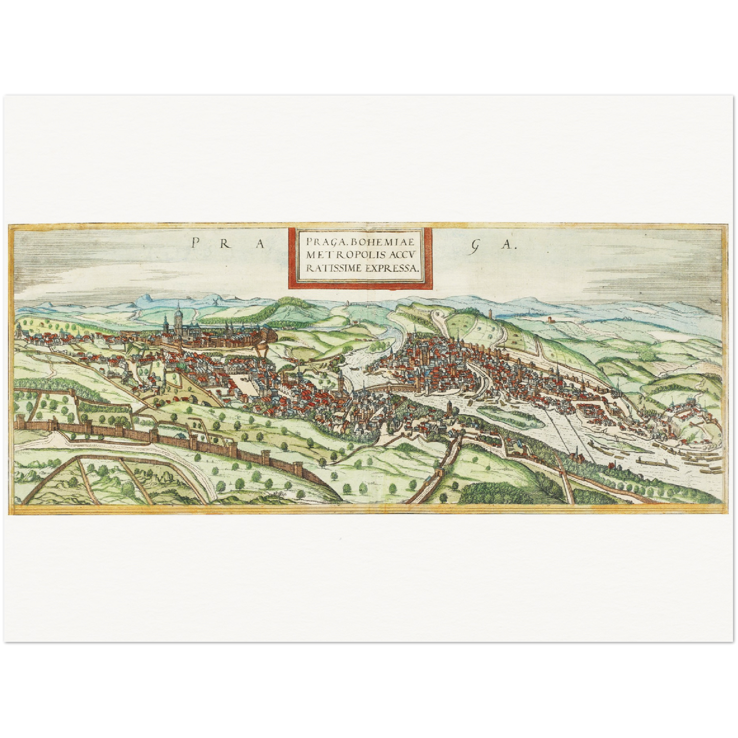 Historische Stadtansicht Prag um 1580