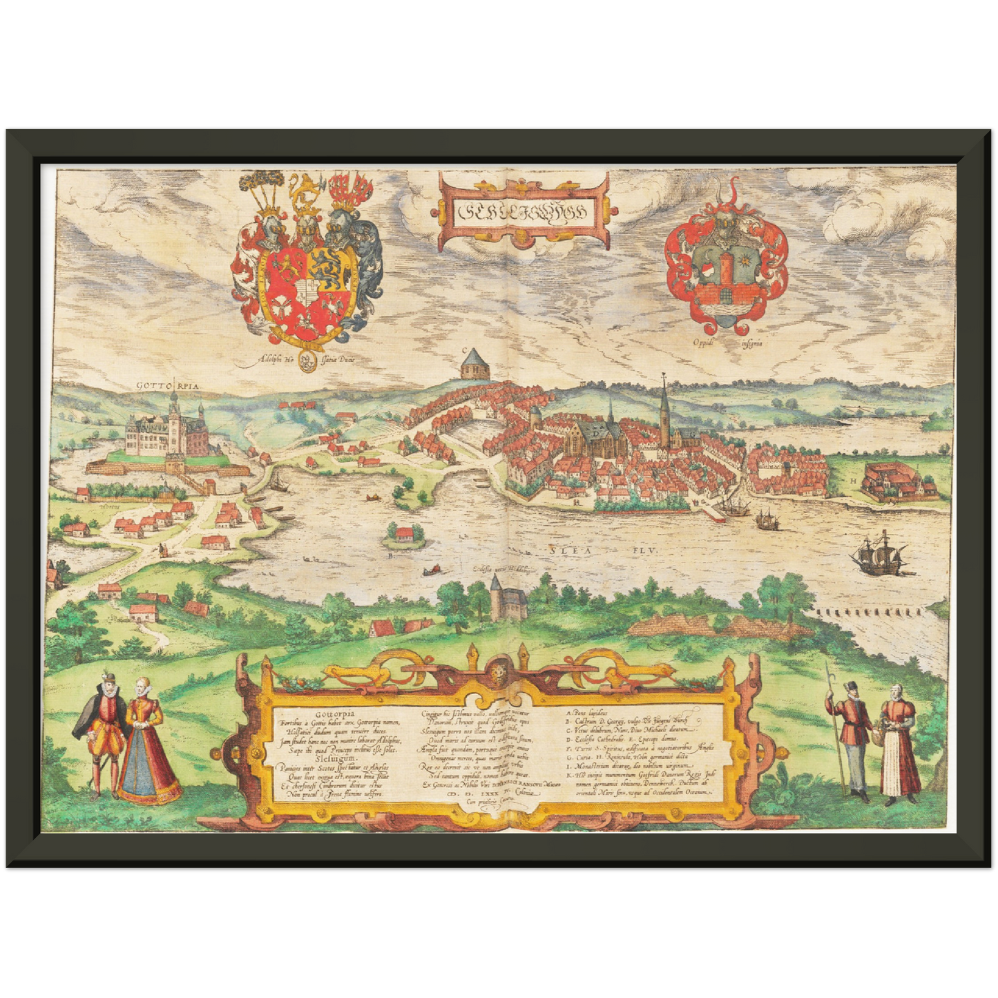 Historische Stadtansicht Schleswig um 1592