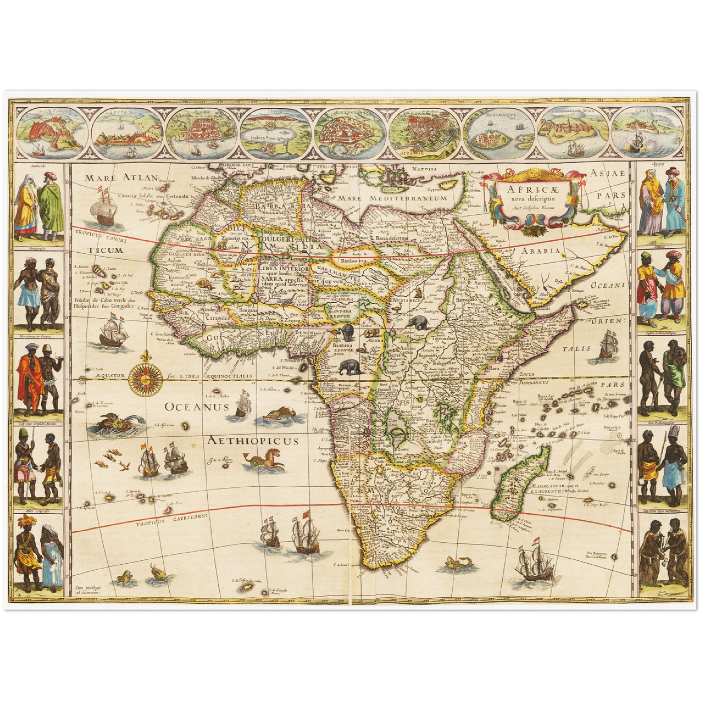 Historische Landkarte Afrika um 1635