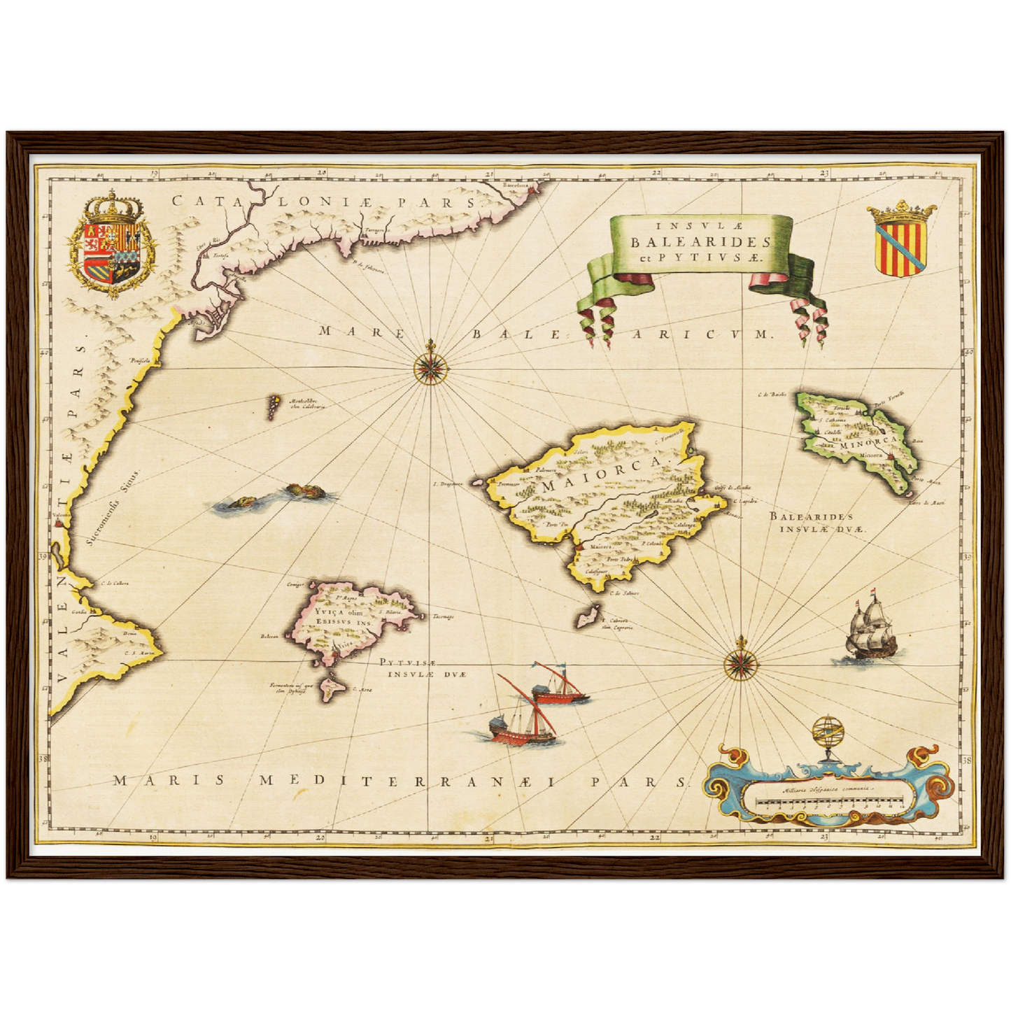 Historische Landkarte Balearische Inseln um 1635