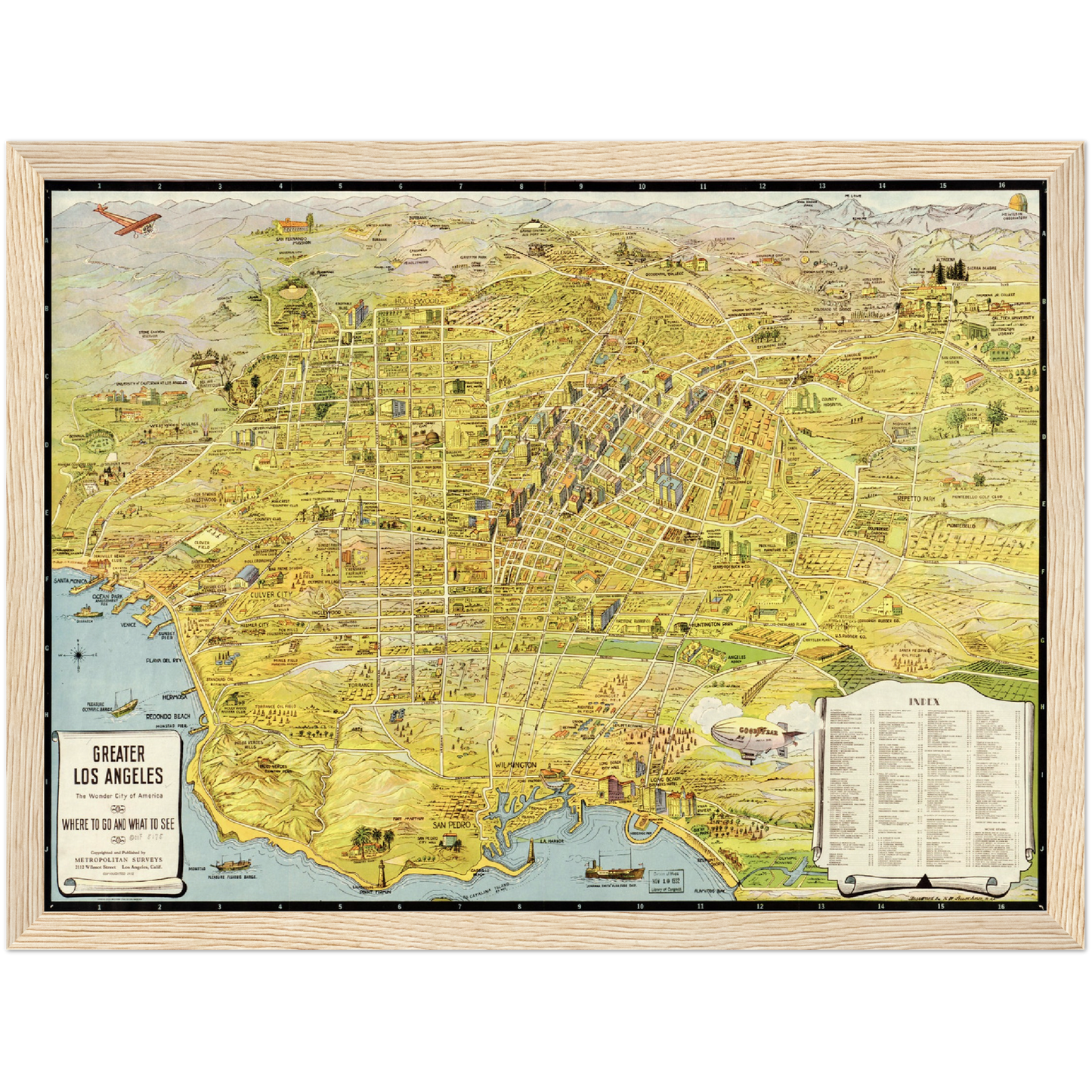 Historische Stadtansicht Greater Los Angeles um 1932