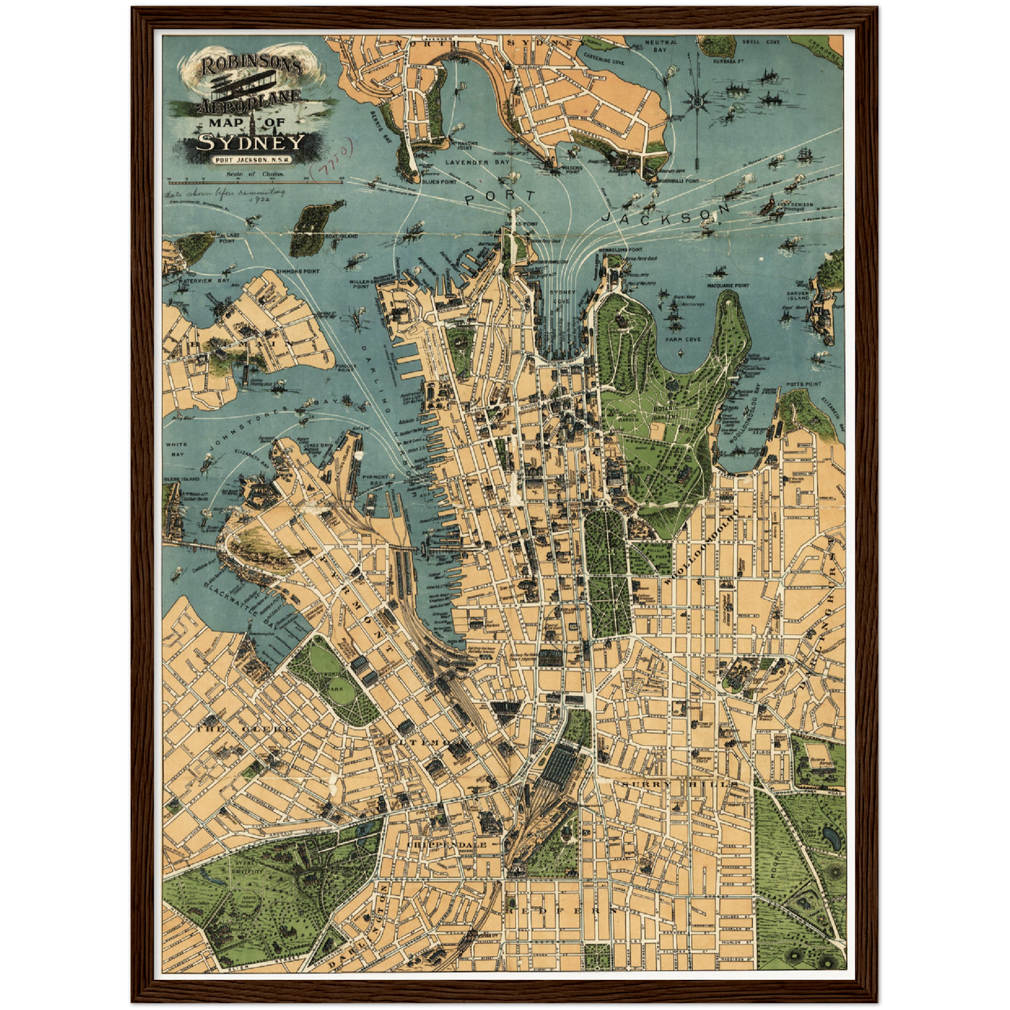 Historischer Stadtplan Sydney um 1922