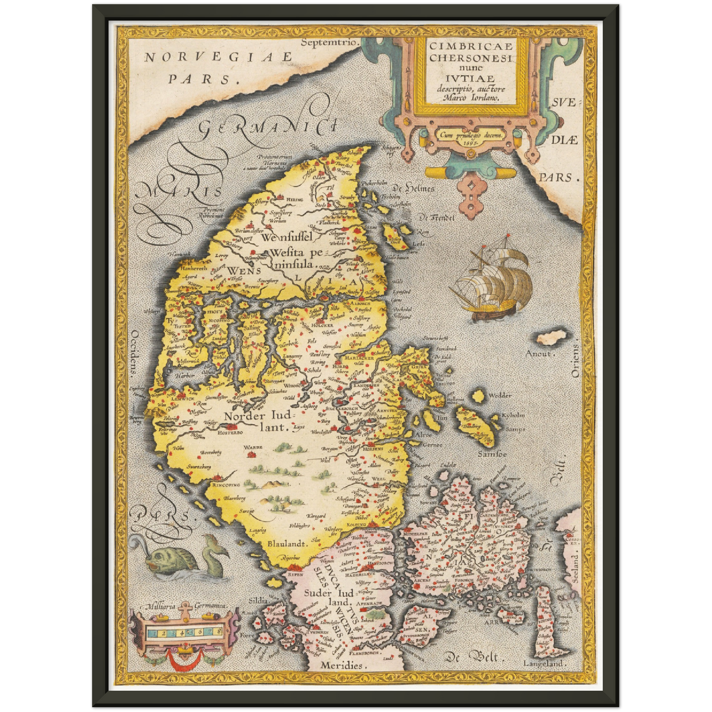 Historische Landkarte Jutland um 1609