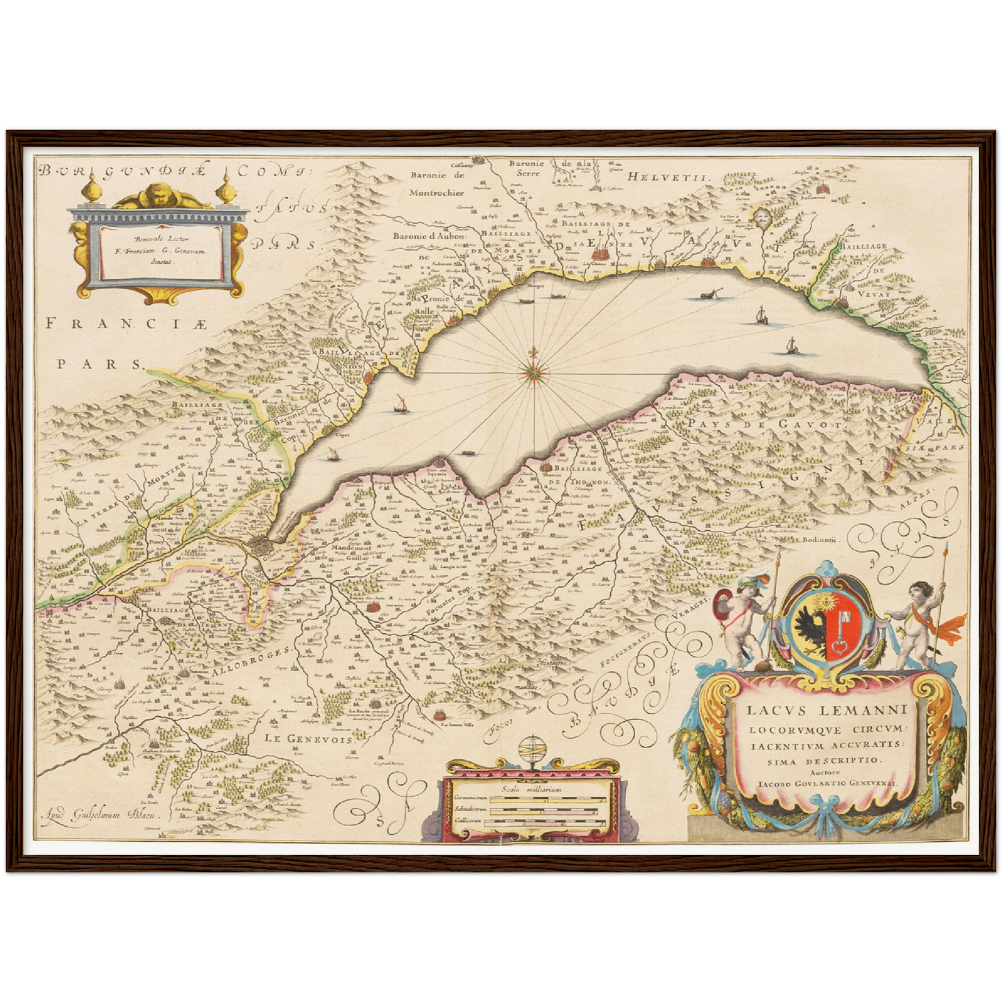Historische Landkarte Genfer See um 1635