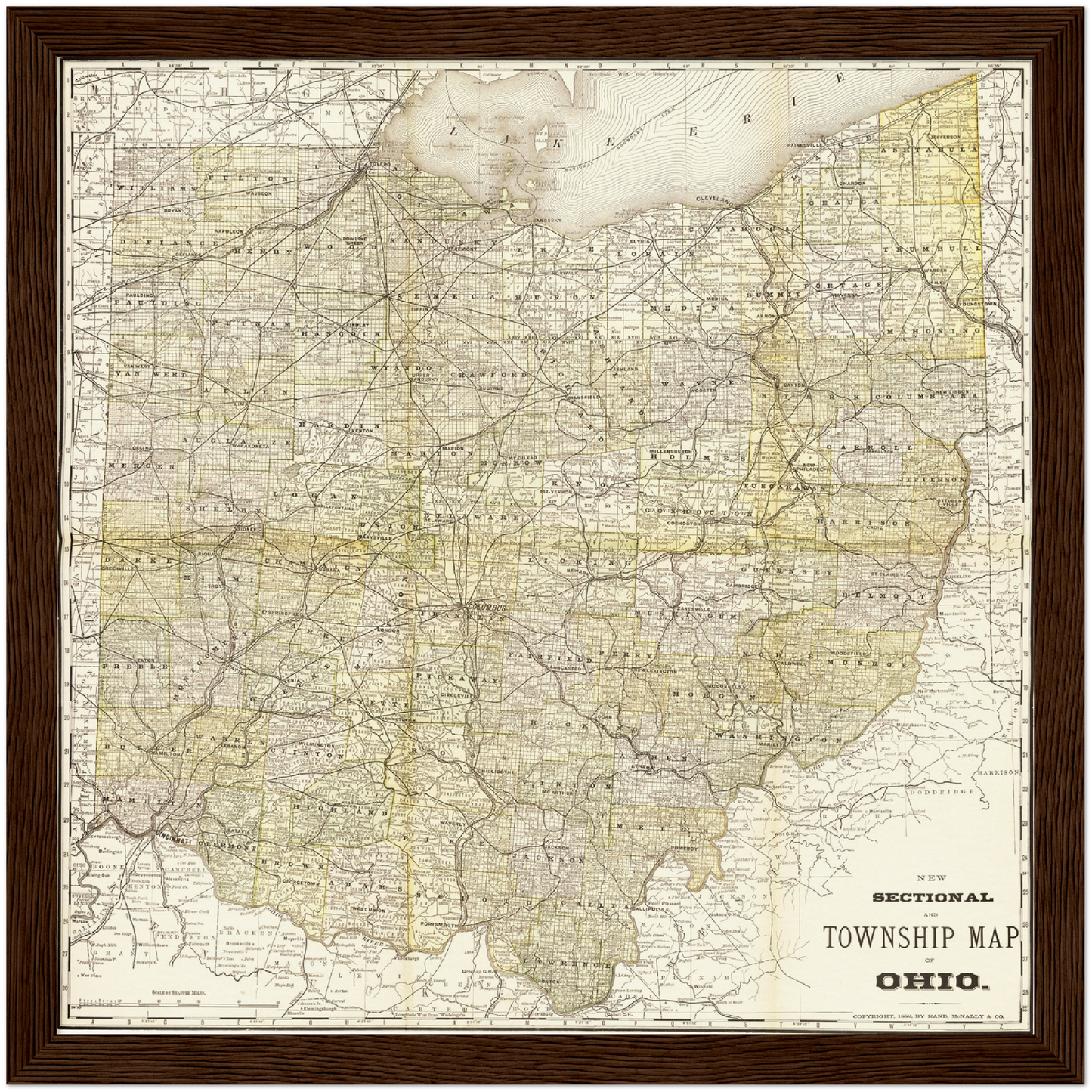 Historische Landkarte Ohio um 1882