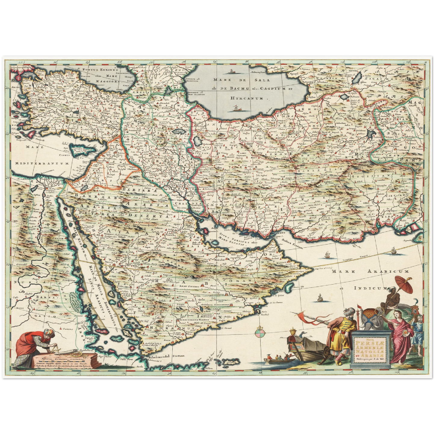 Historische Landkarte Arabien & Persien um 1680