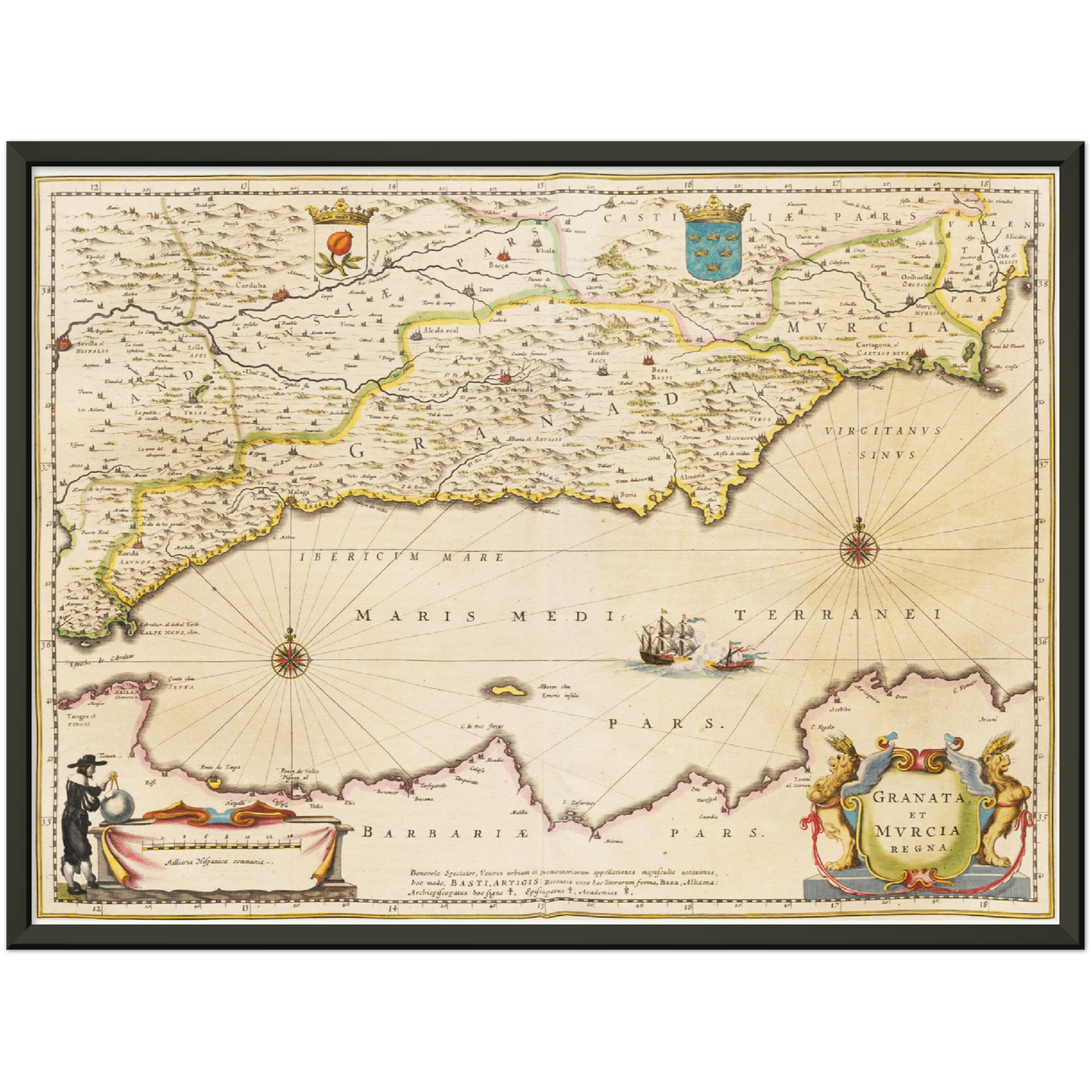 Historische Landkarte Murcia & Granada um 1635