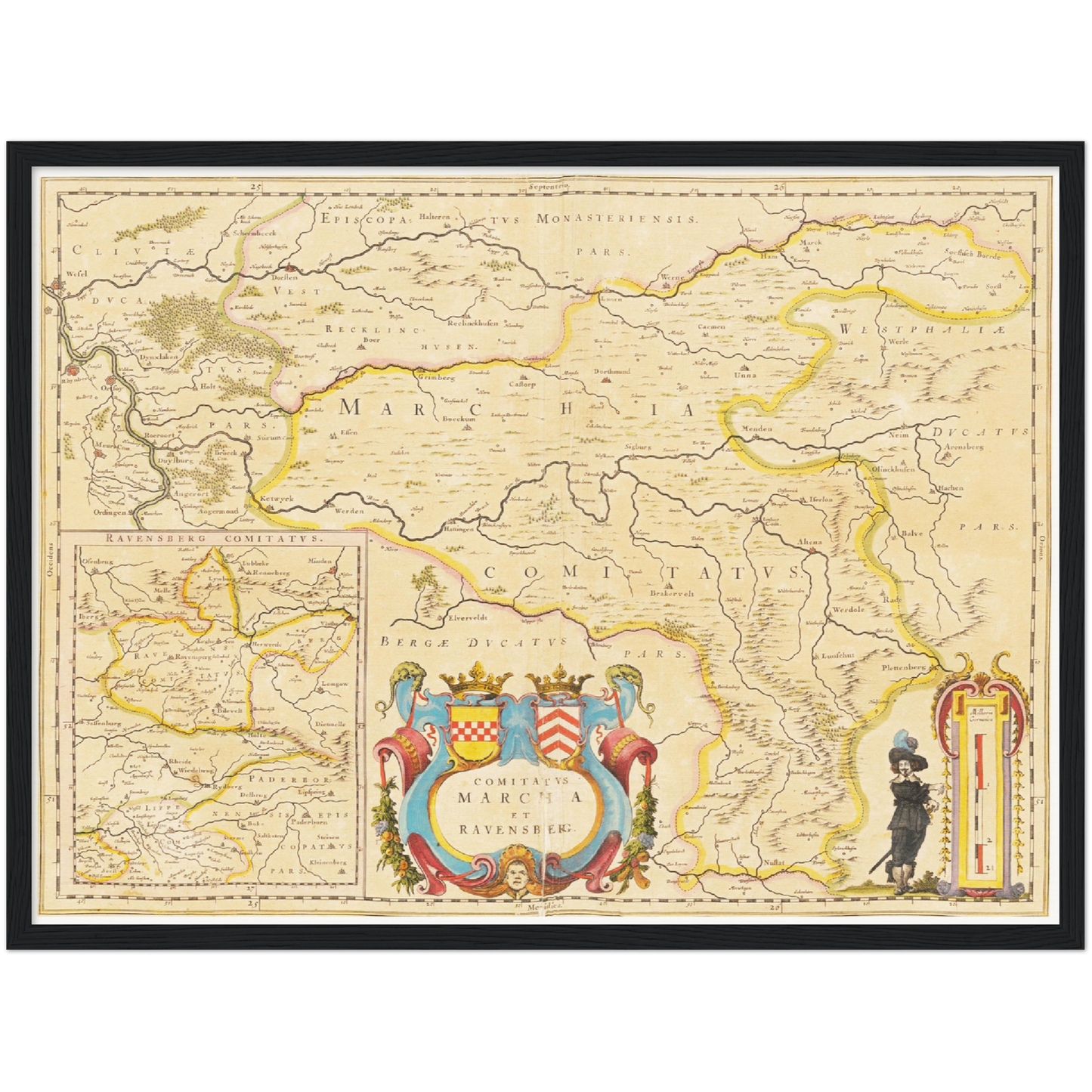 Historische Landkarte Ruhrgebiet um 1635