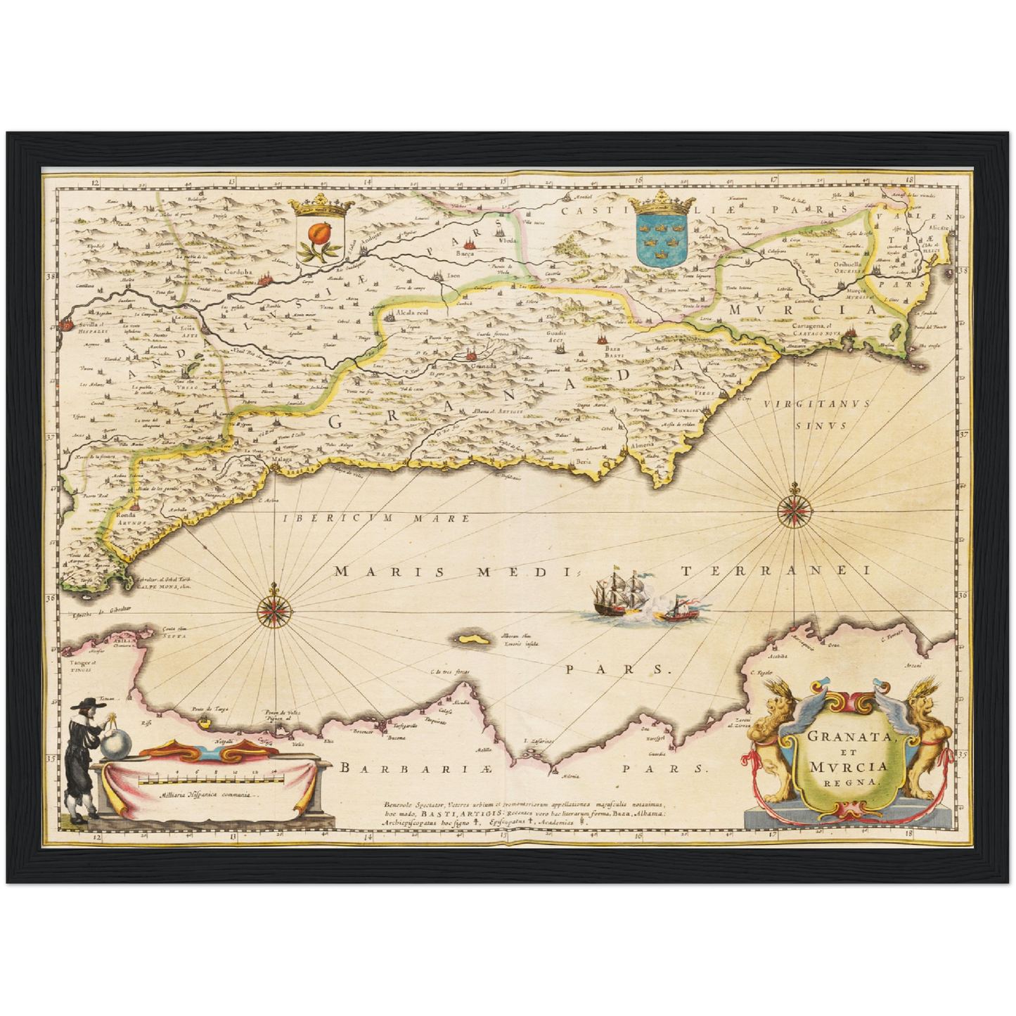 Historische Landkarte Murcia & Granada um 1635