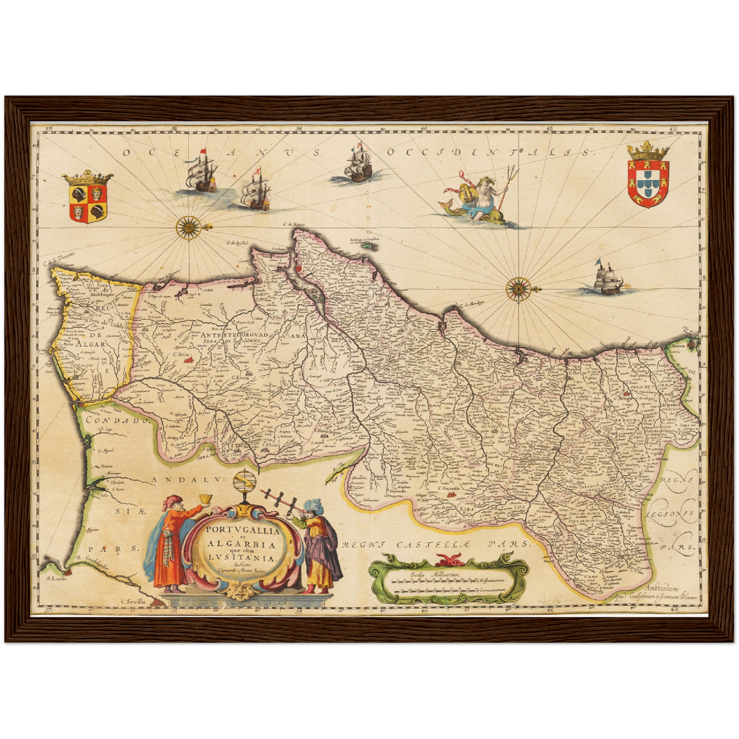 Historische Landkarte Portugal um 1635