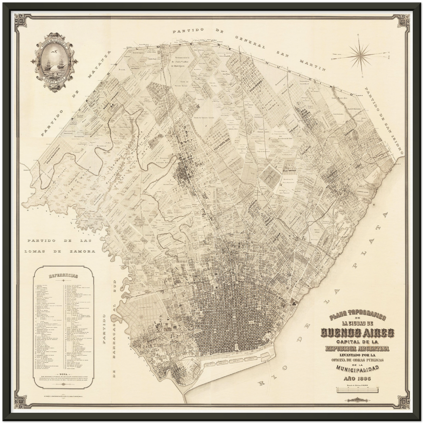 Historischer Stadtplan Buenos Aires um 1895