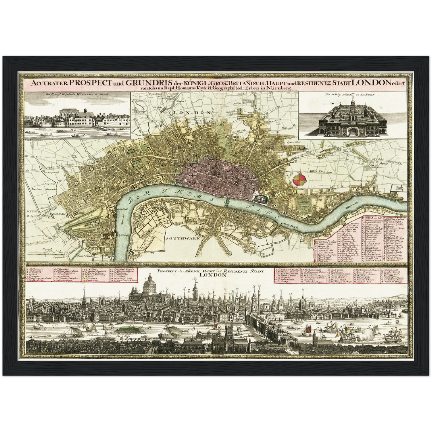 Historischer Stadtplan London um 1750