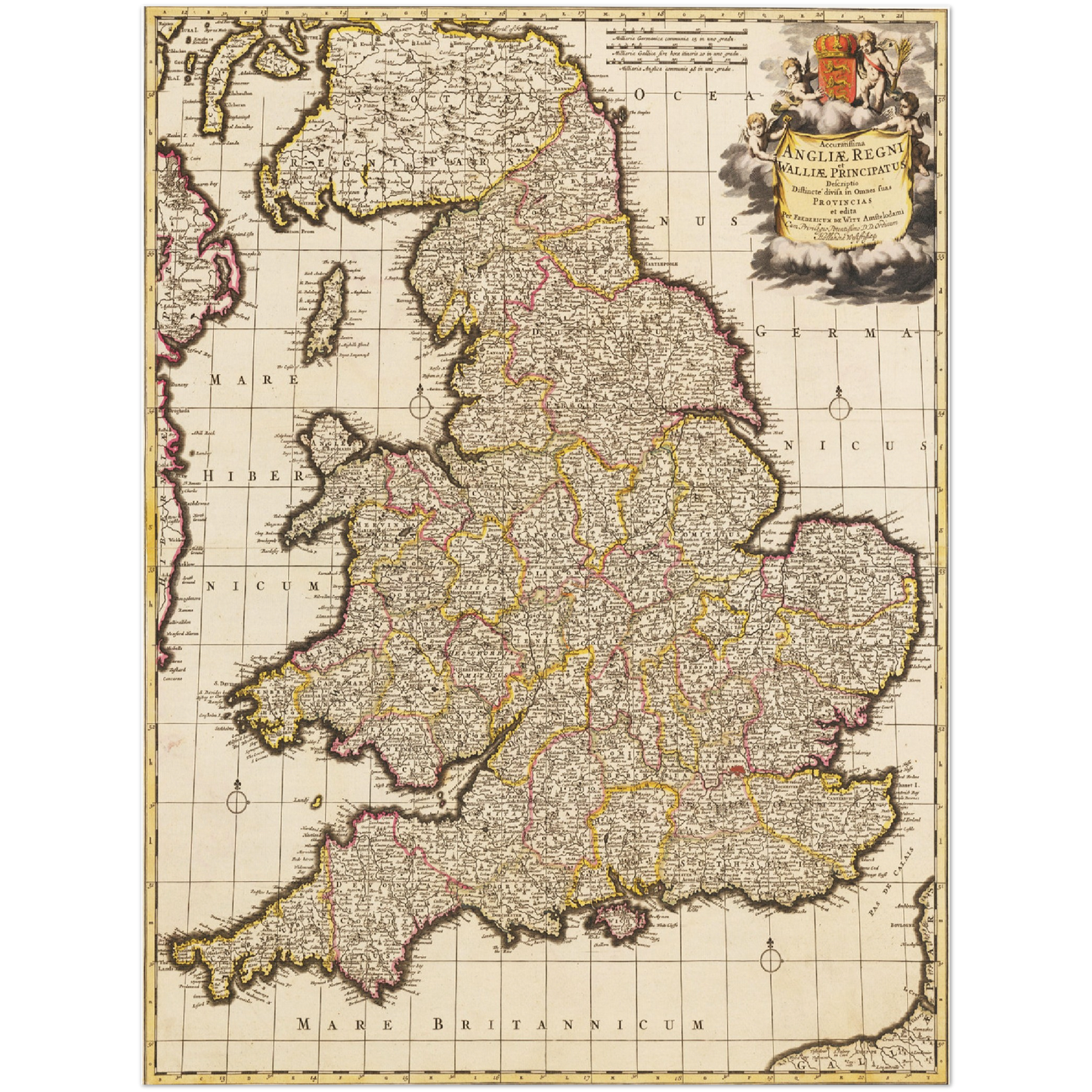 Historische Landkarte England um 1698
