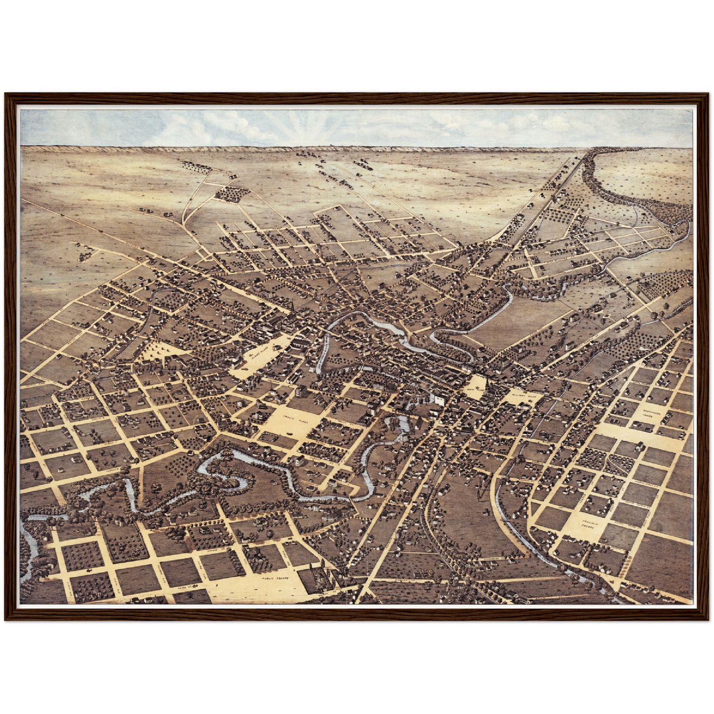 Historische Stadtansicht San Antonio um 1873