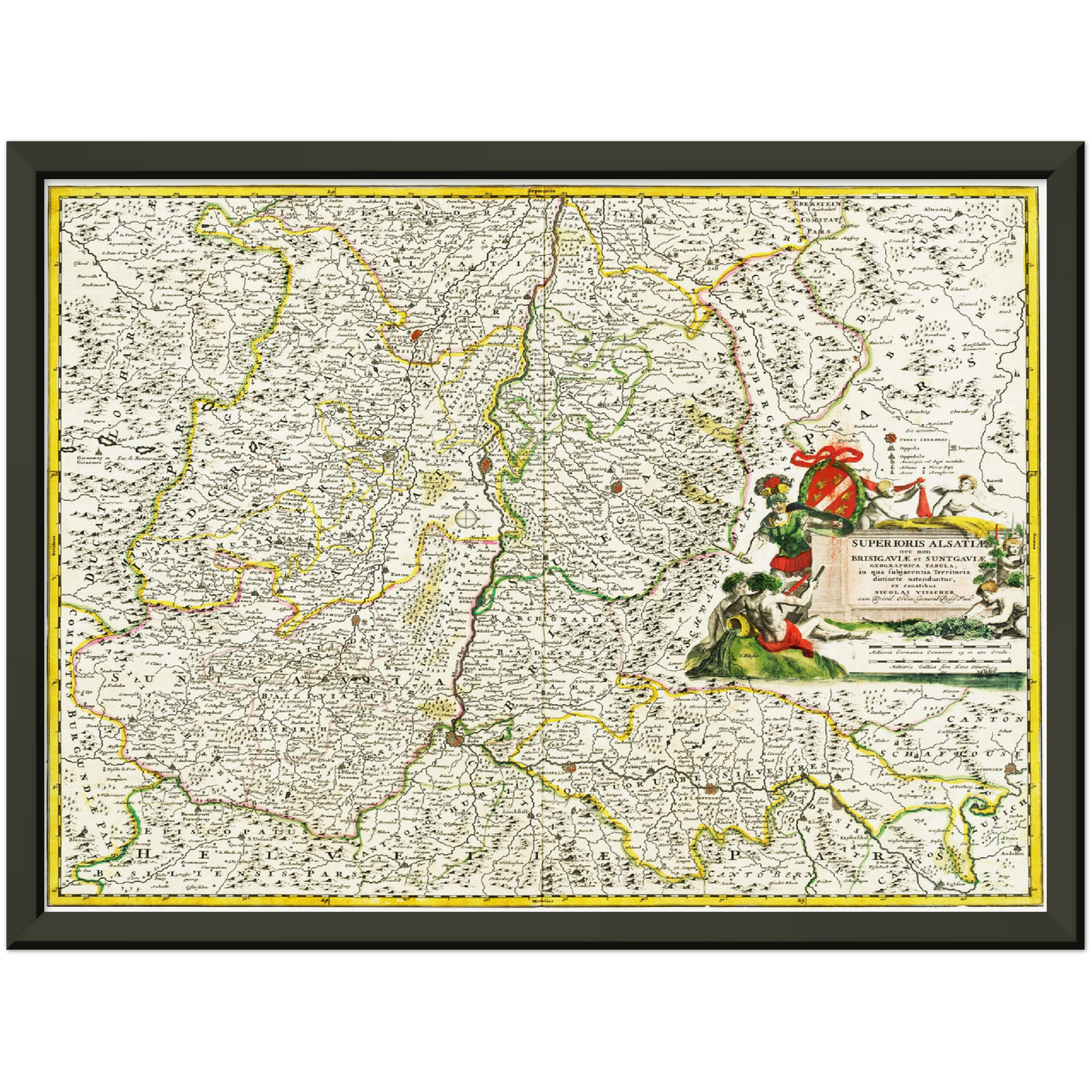 Historische Landkarte Oberrhein um 1700