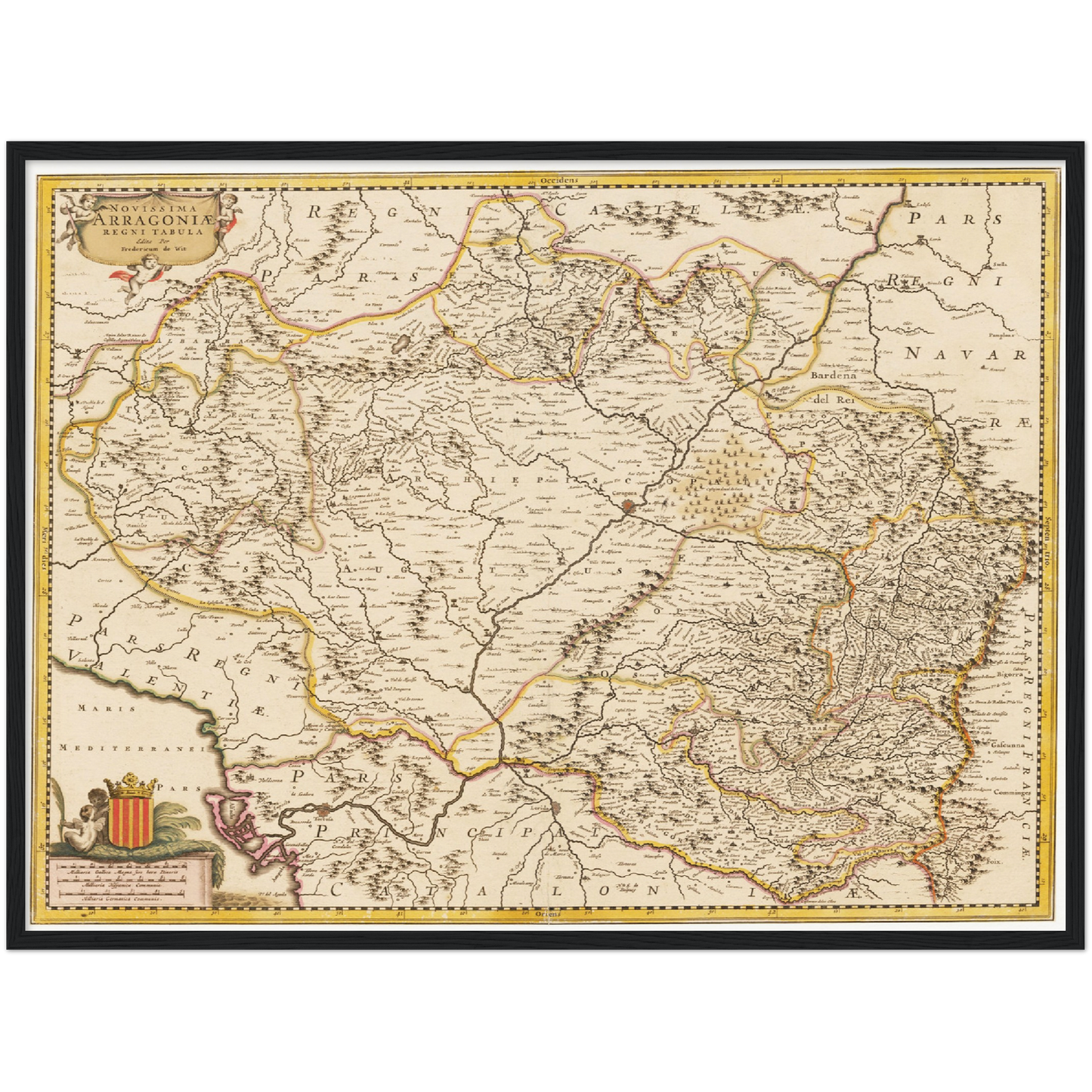 Historische Landkarte Aragonien um 1698
